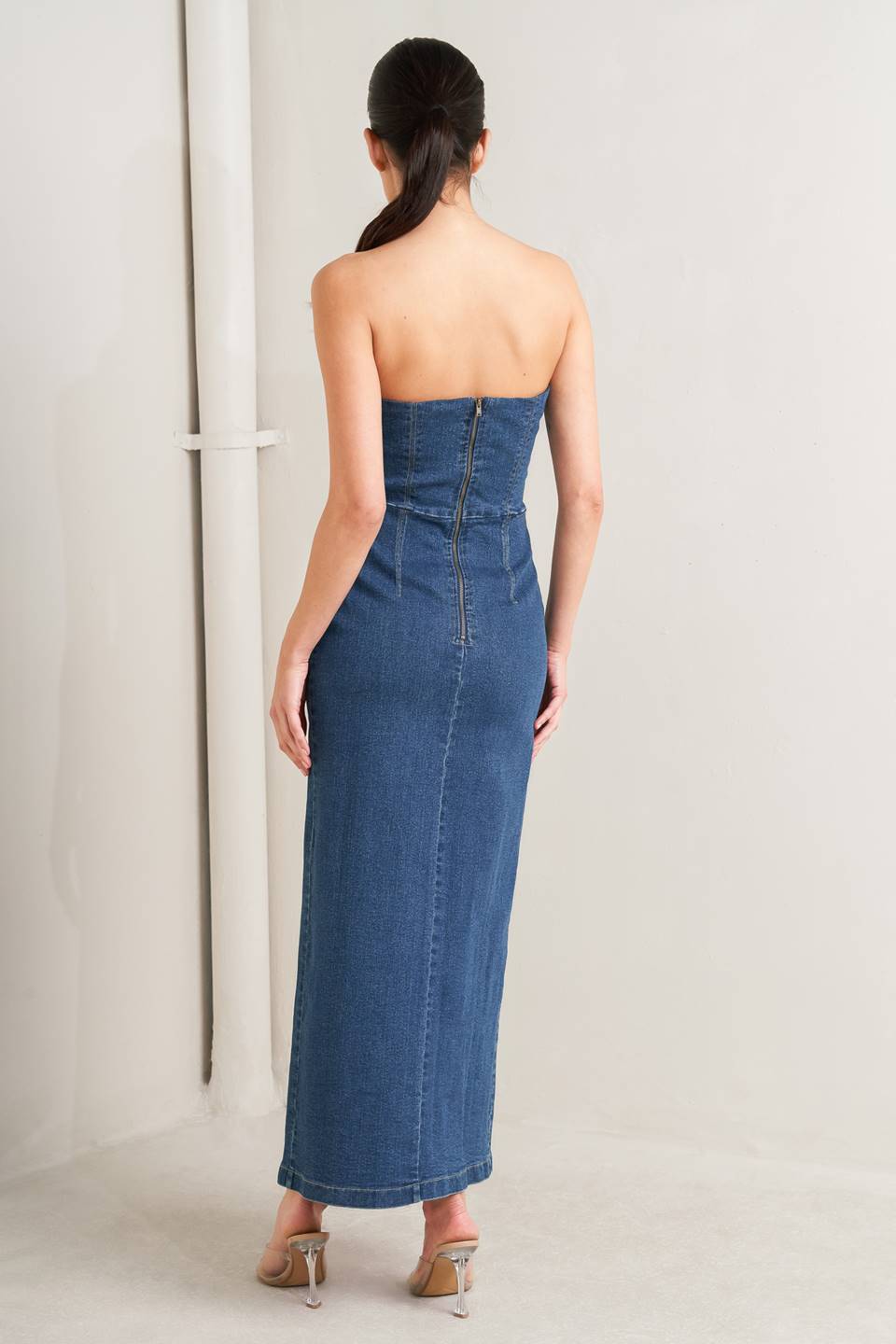 Flying Tomato Raw Echo Denim Midi Dress