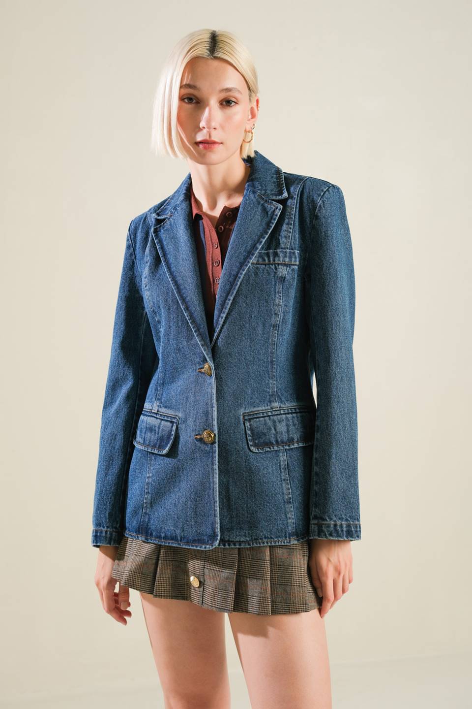 Flying Tomato Hot To Go Denim Blazer