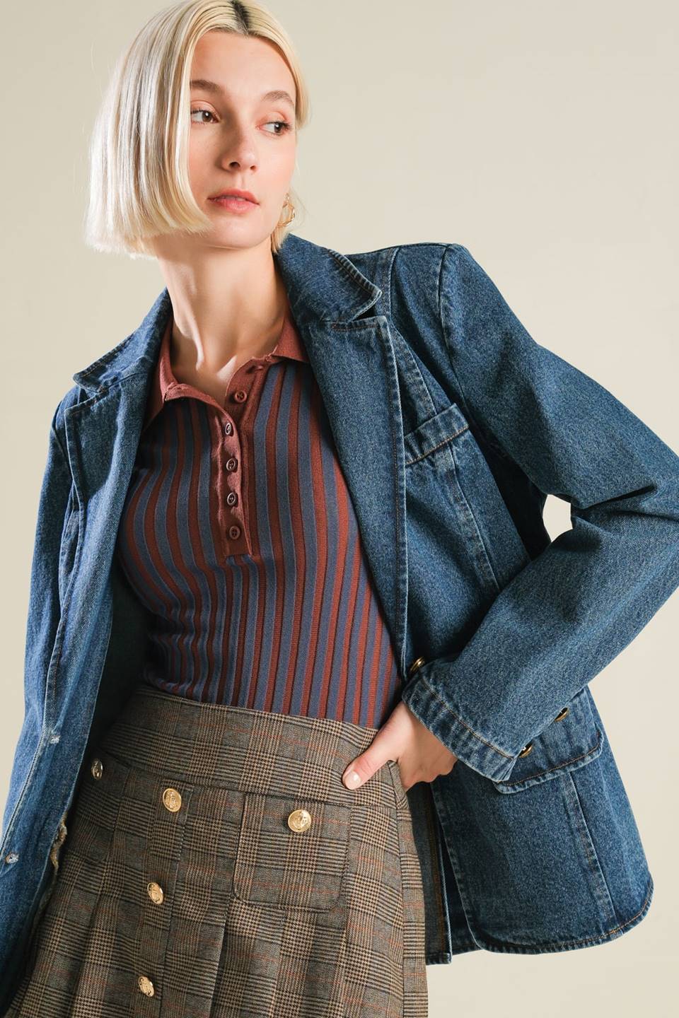 Flying Tomato Hot To Go Denim Blazer