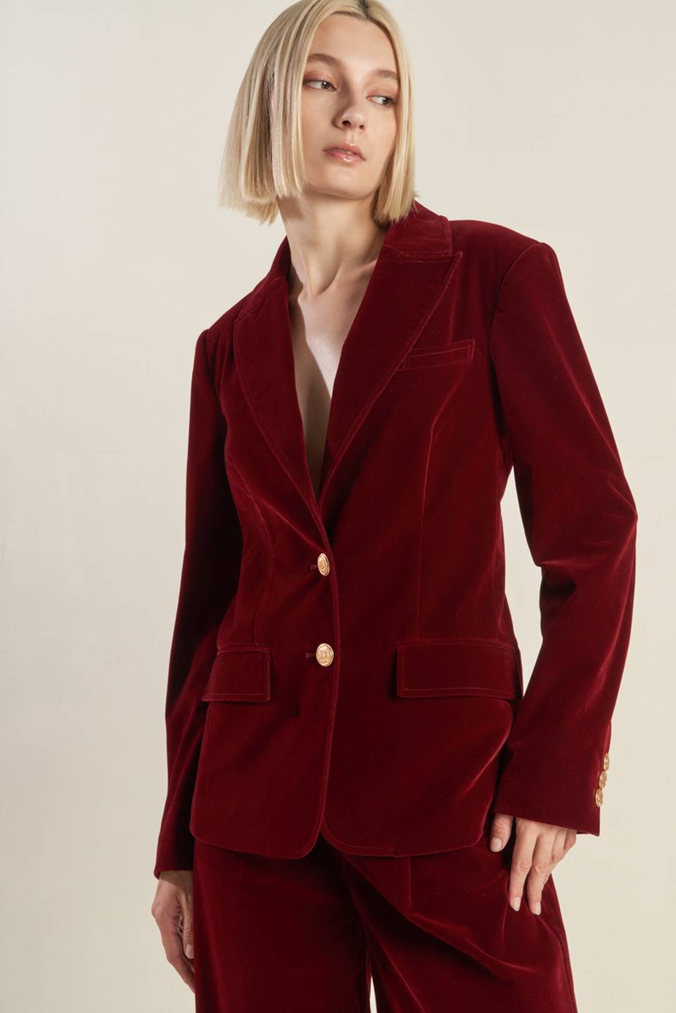 Flying Tomato Coy Charm Velvet Blazer