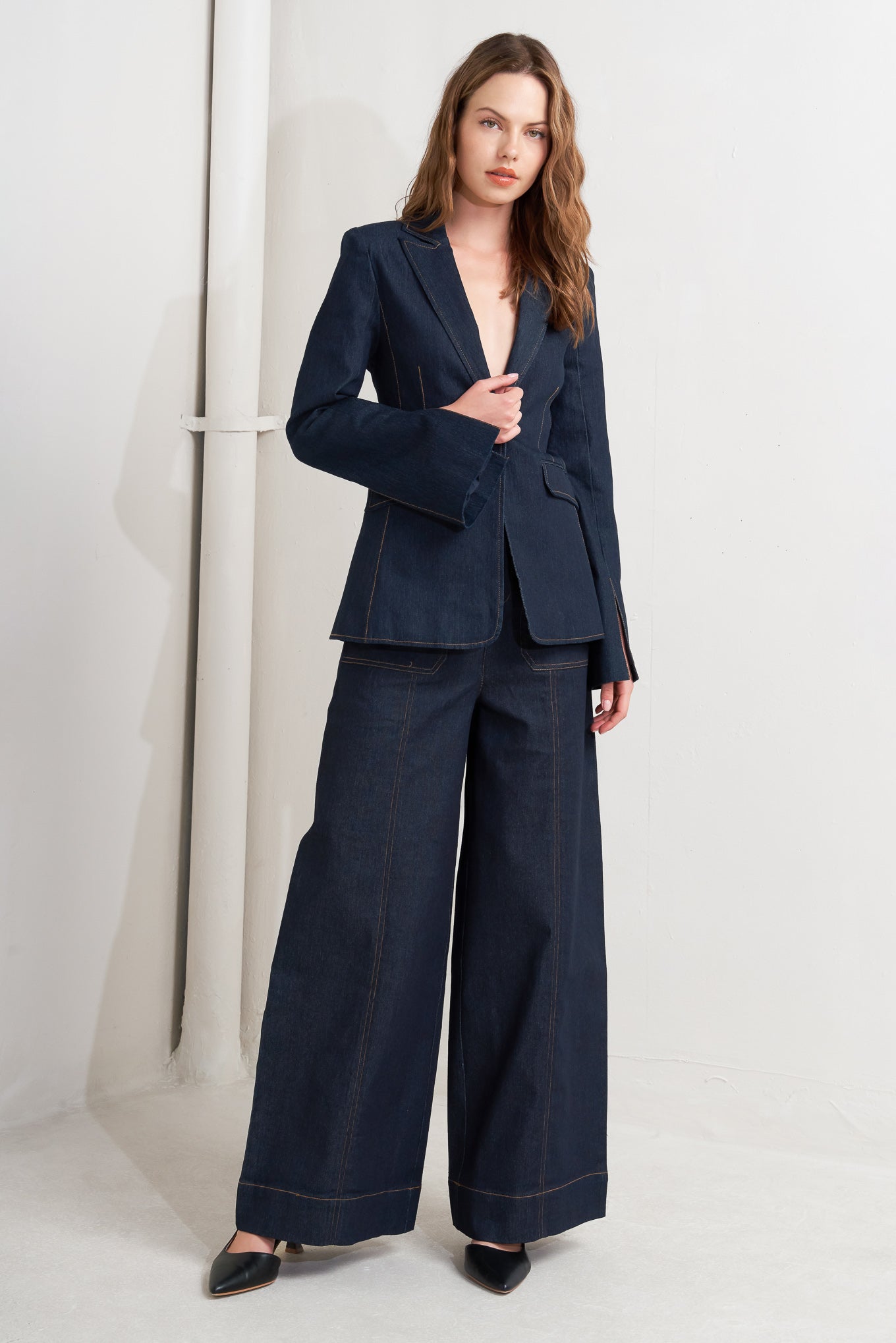 Flying Tomato Urban Panel Denim Blazer