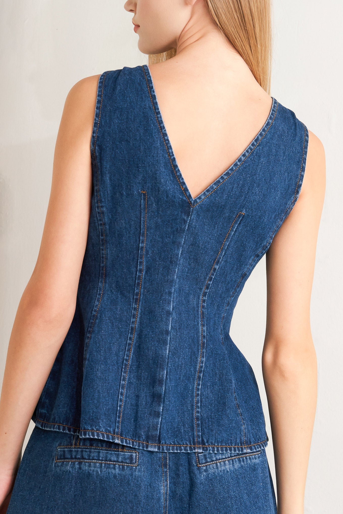 Flying Tomato Sharp Femininity Denim Vest