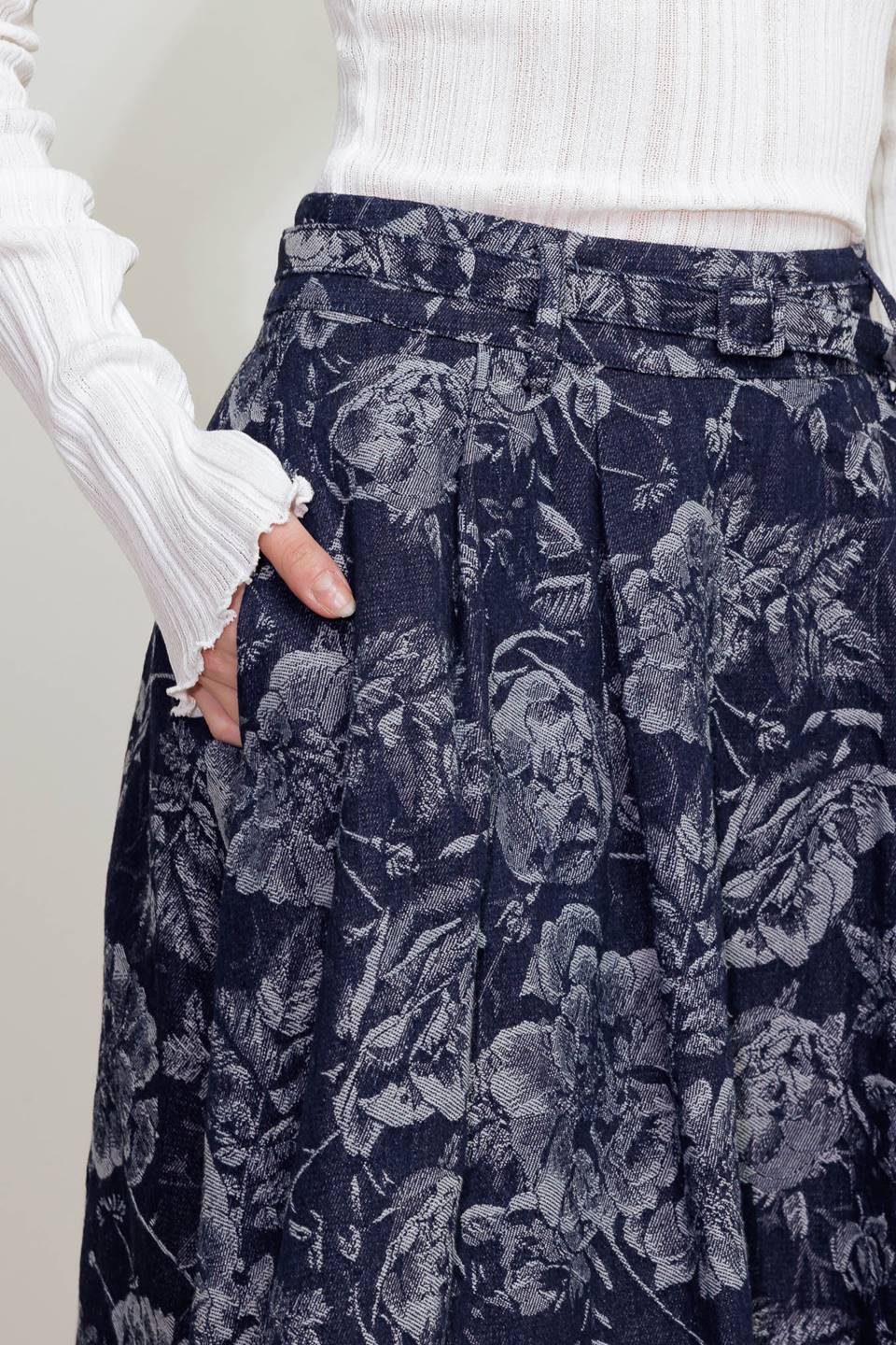 Flying Tomato Urban Muse Jacquard Denim Skirt