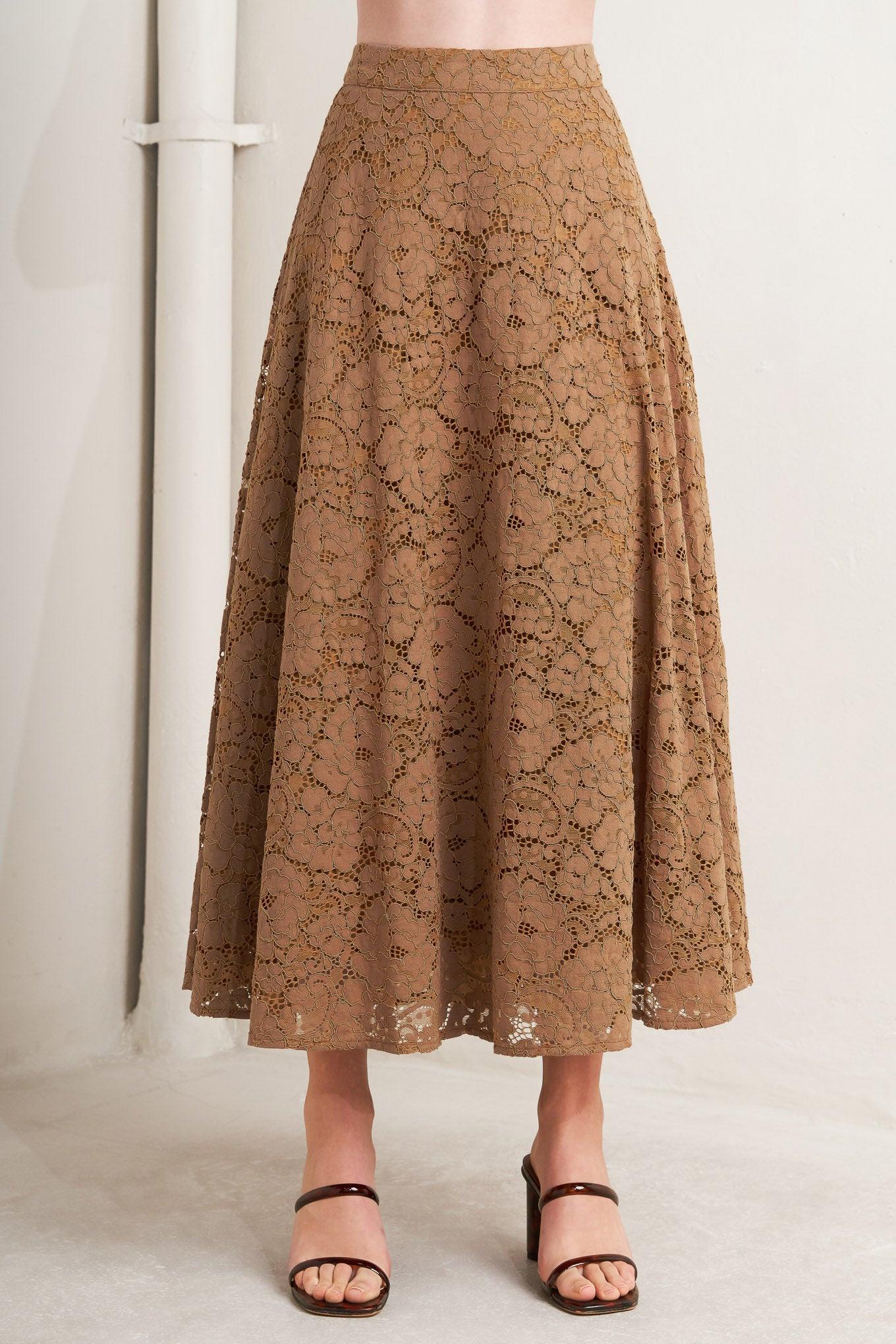 Flying Tomato Purely Romantic Woven Lace Midi Skirt