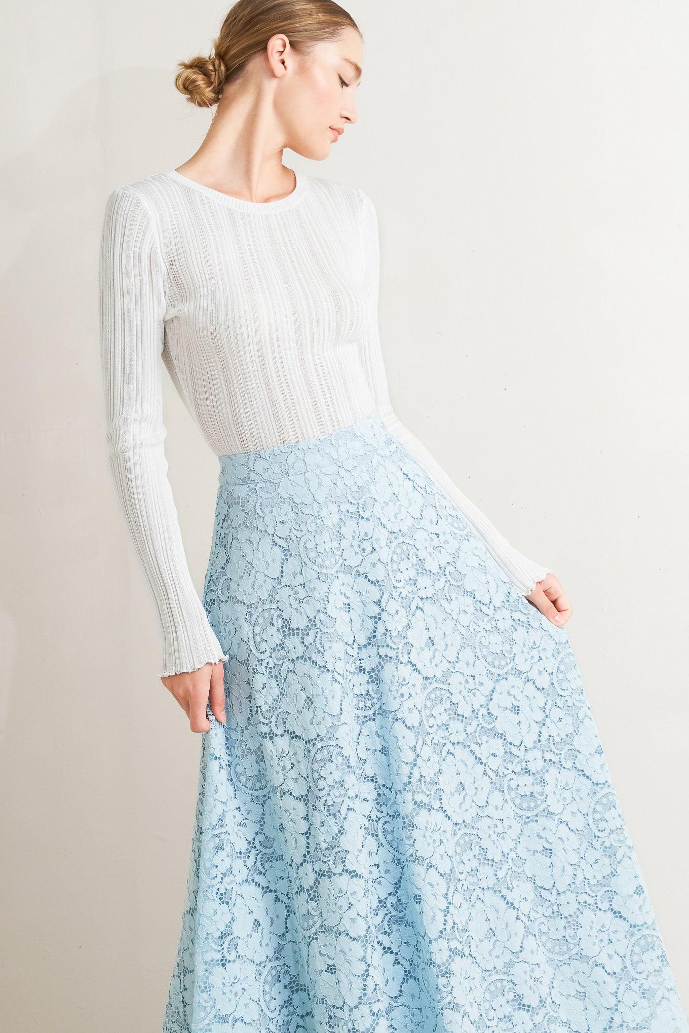 Flying Tomato Purely Romantic Woven Lace Midi Skirt