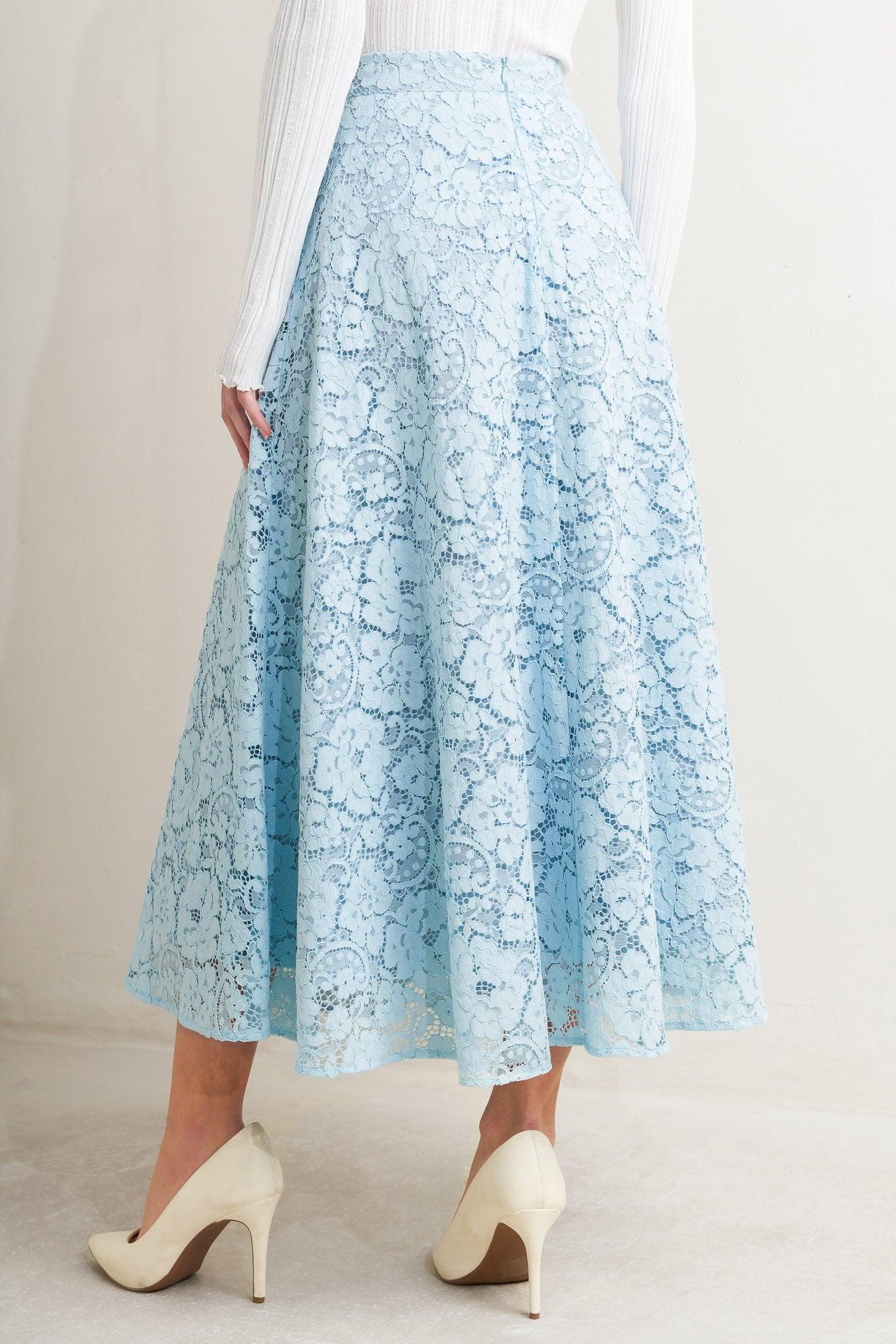 Flying Tomato Purely Romantic Woven Lace Midi Skirt