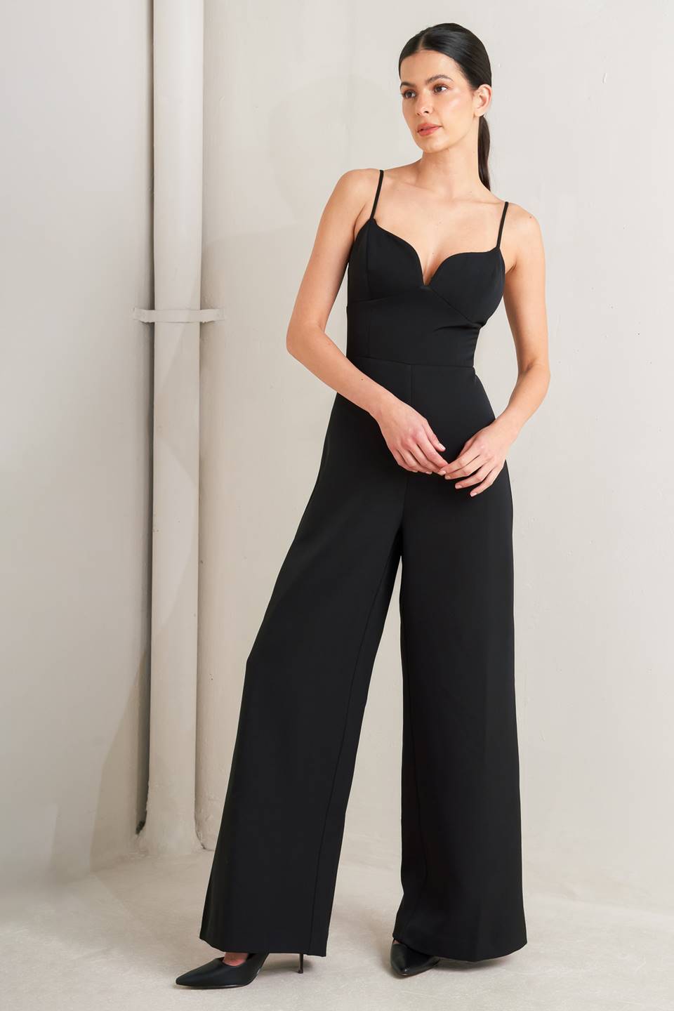Flying Tomato Pristine Edge Black Woven Jumpsuit