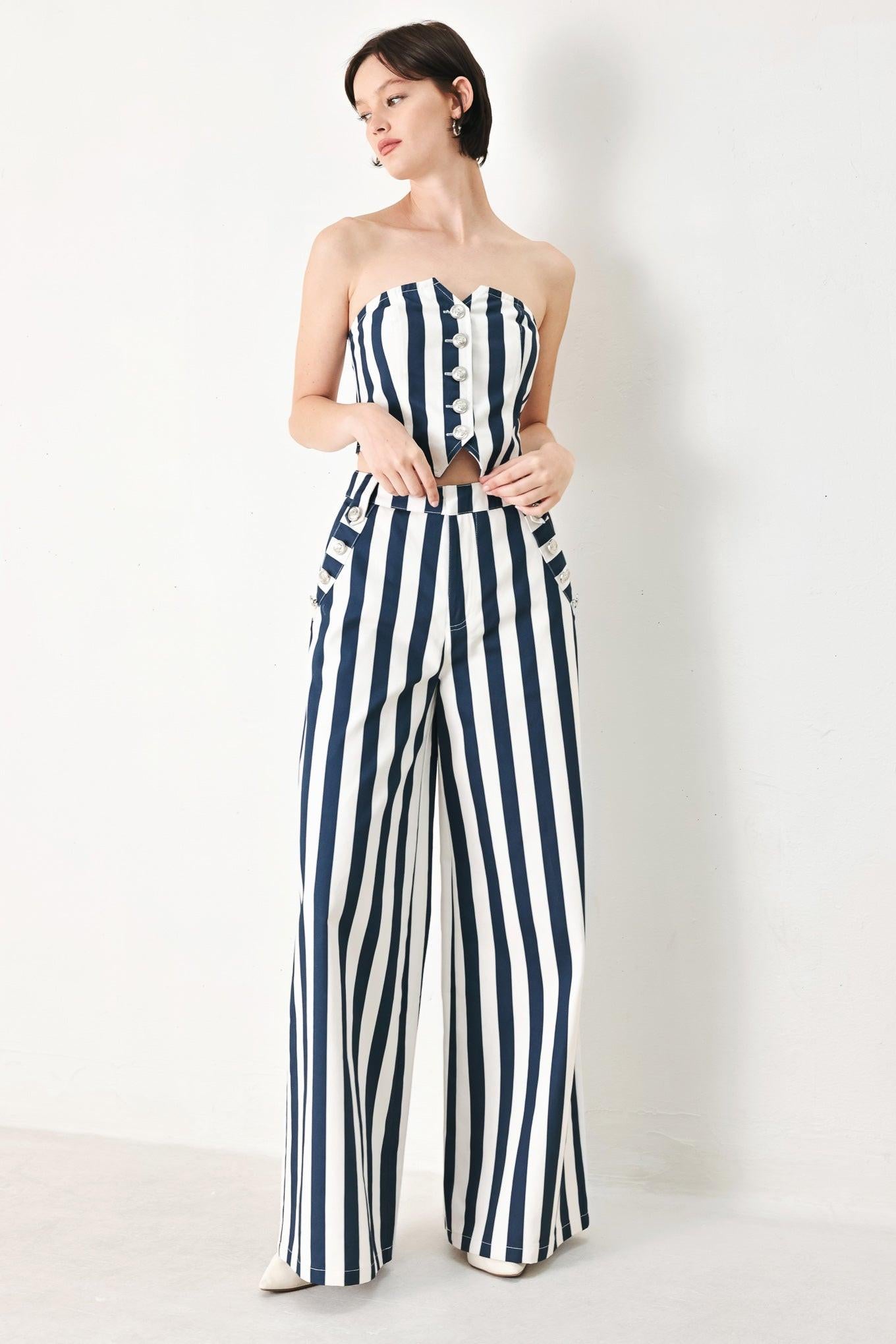 Flying Tomato Navy Blossom Woven Pants