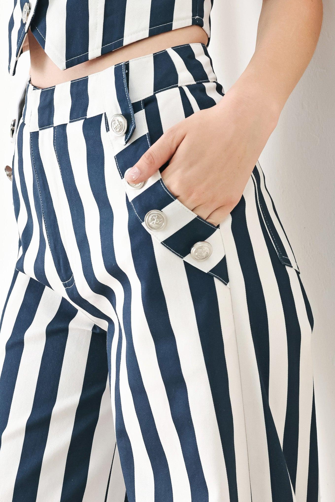 Flying Tomato Navy Blossom Woven Pants