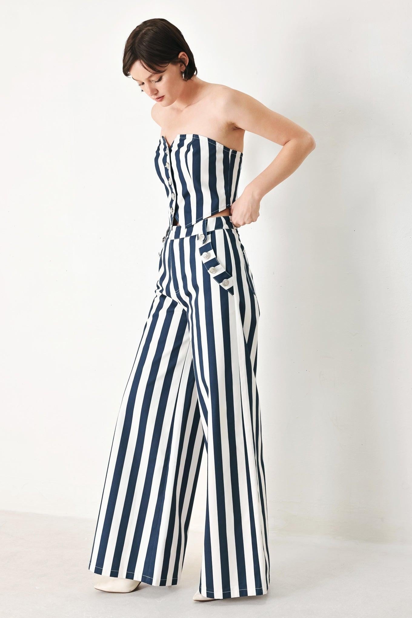 Flying Tomato Navy Blossom Woven Pants