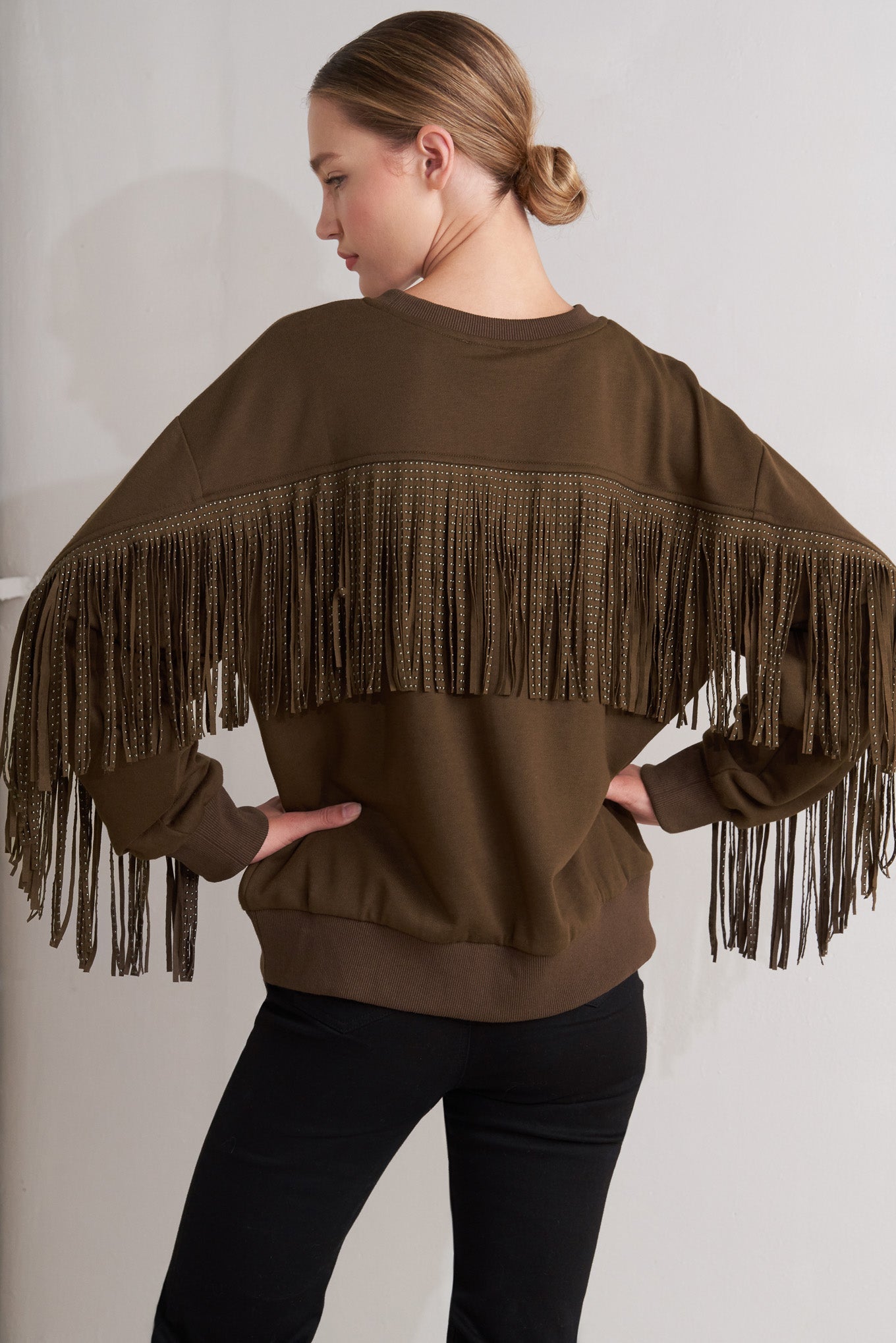 Flying Tomato Fringe City Pullover Knit Top