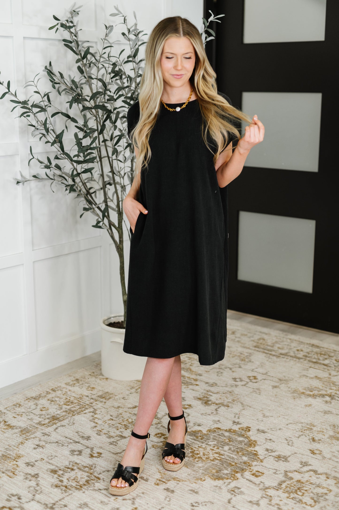Flatter Me Later Relaxed Dress in Black