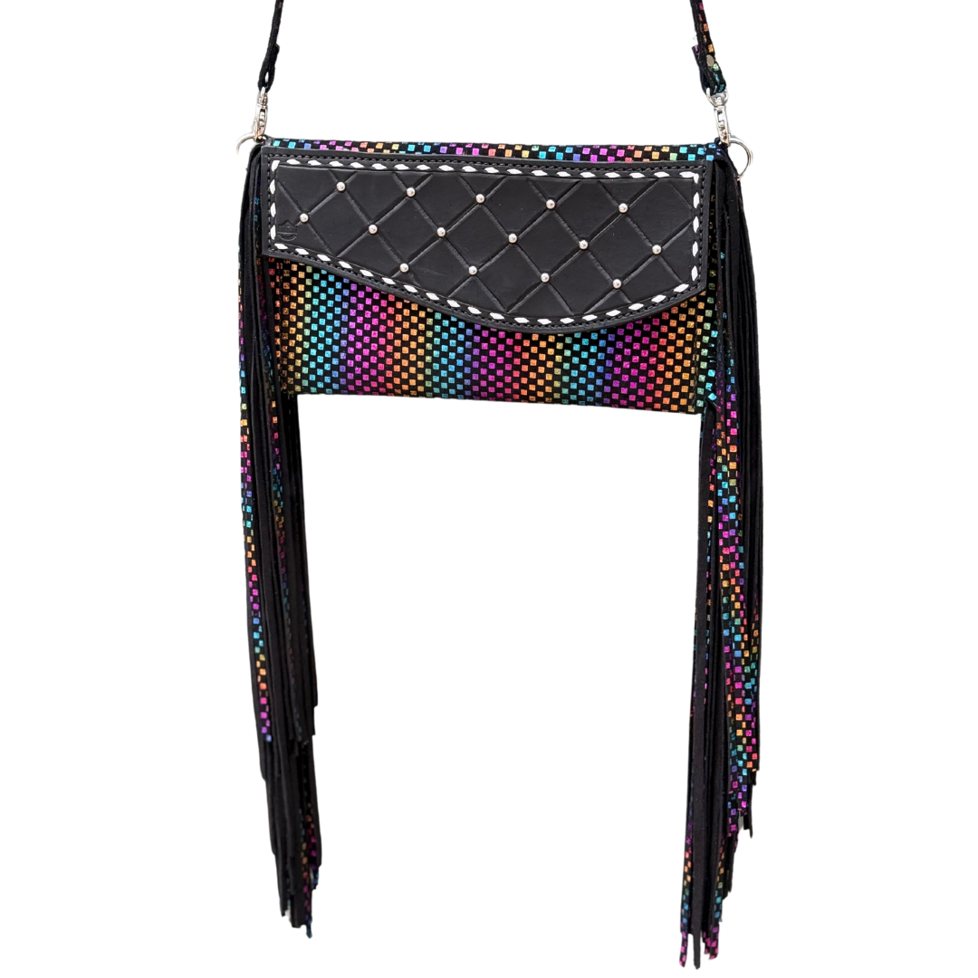 Alamo Saddlery Fringe Clutch- Neon Rodeo