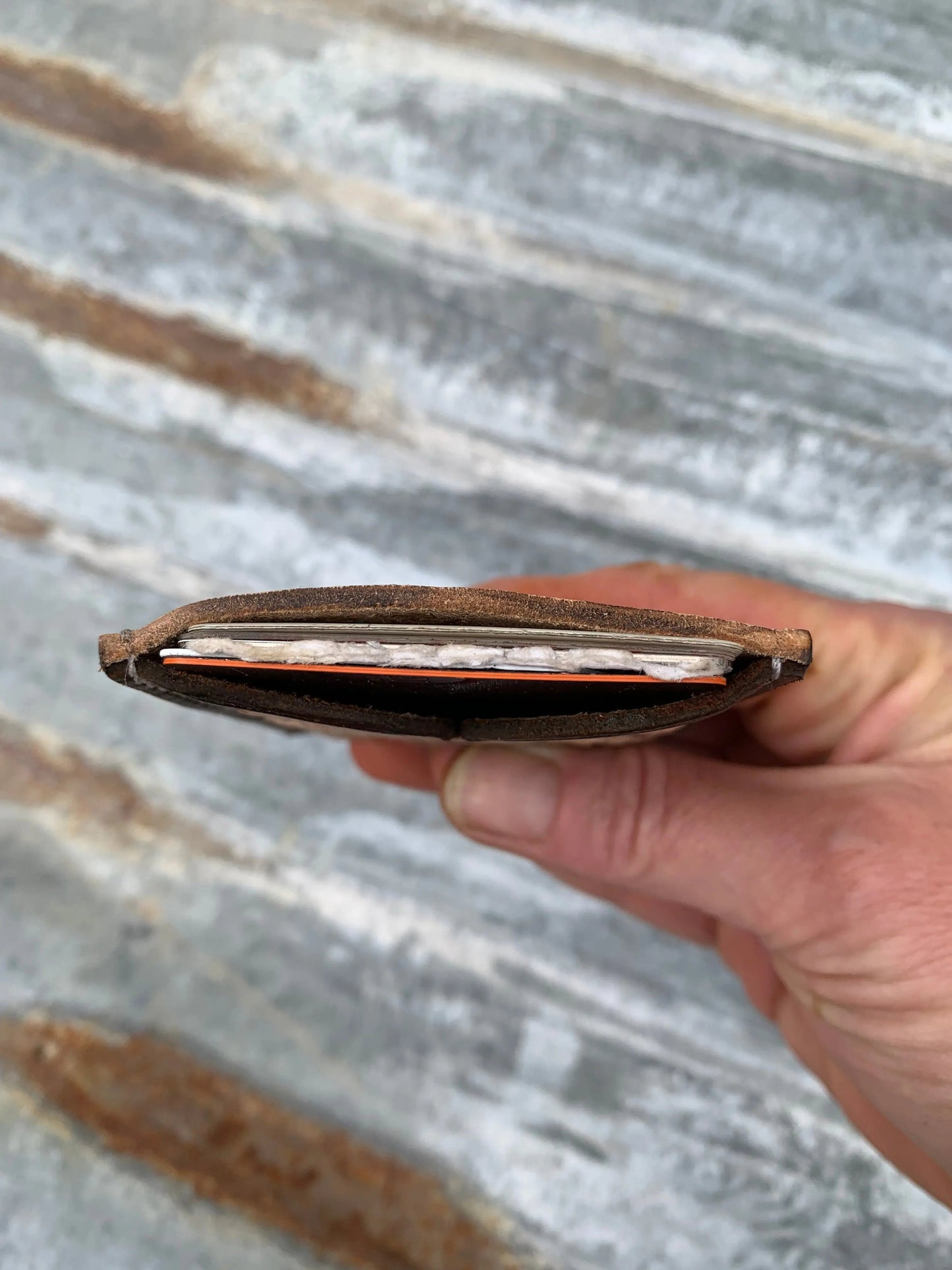 Front Pocket Hand Tooled Leather Wallet with a Sheridan Flower