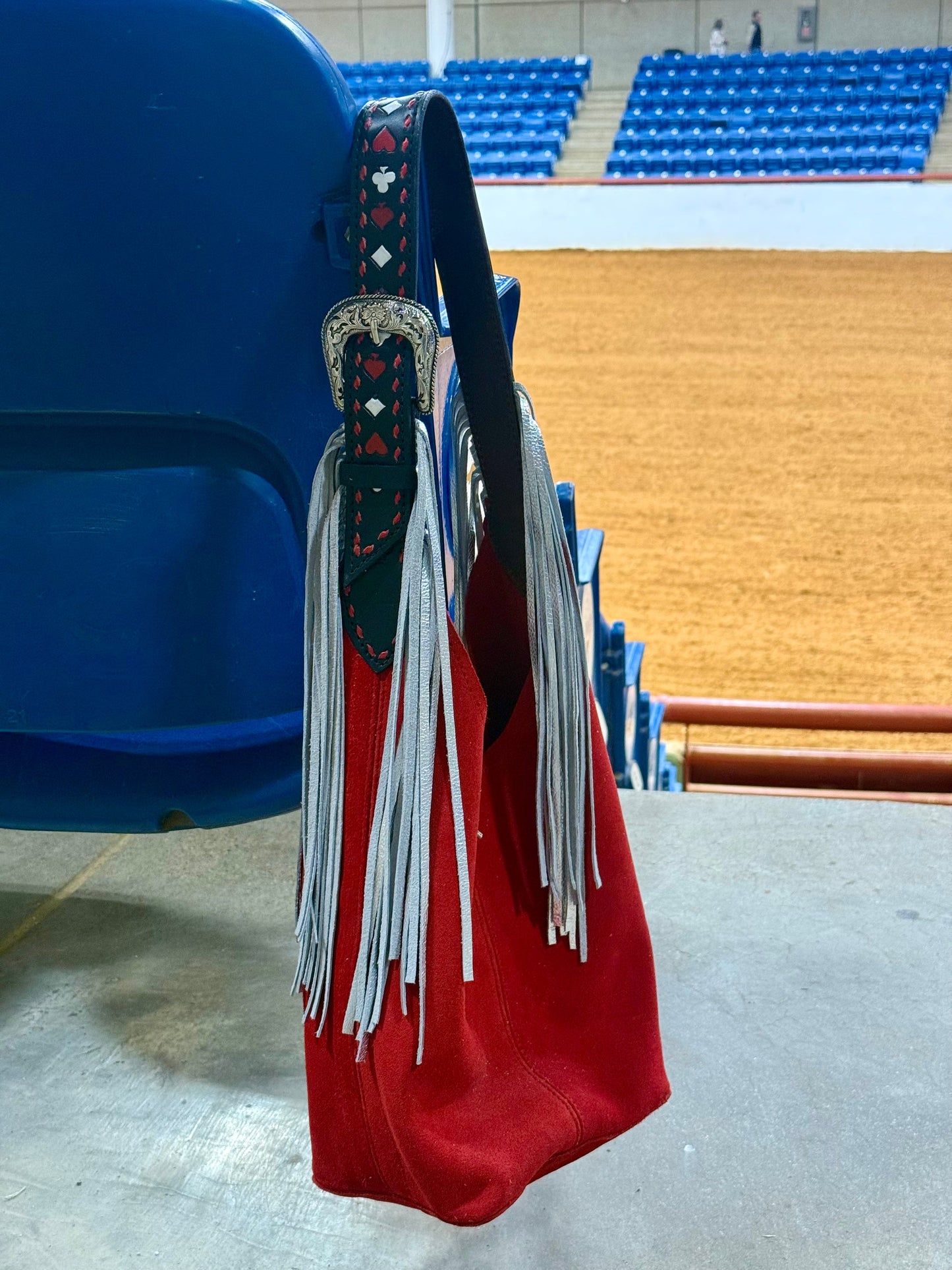 Alamo Saddlery Darlin Duo Bag-Red with Vegas Fringe Strap