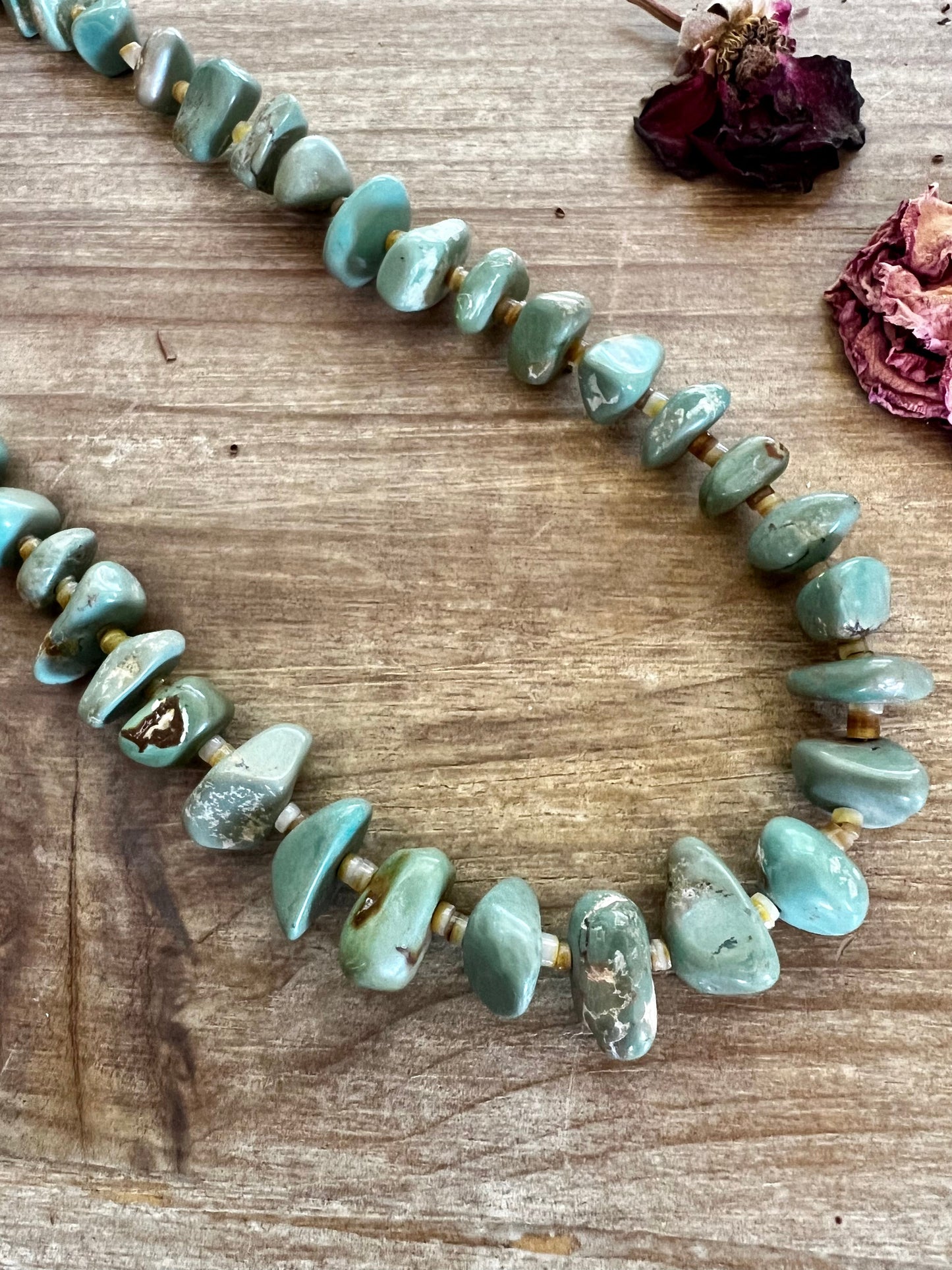 Tucson 32 inch long green nuggets turquoise necklace