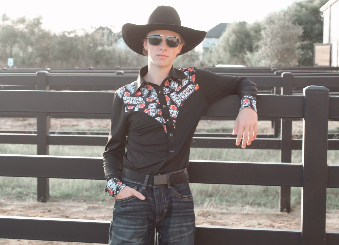 Mens Risky Business Pearl Snap Rodeo Unisex Shirt