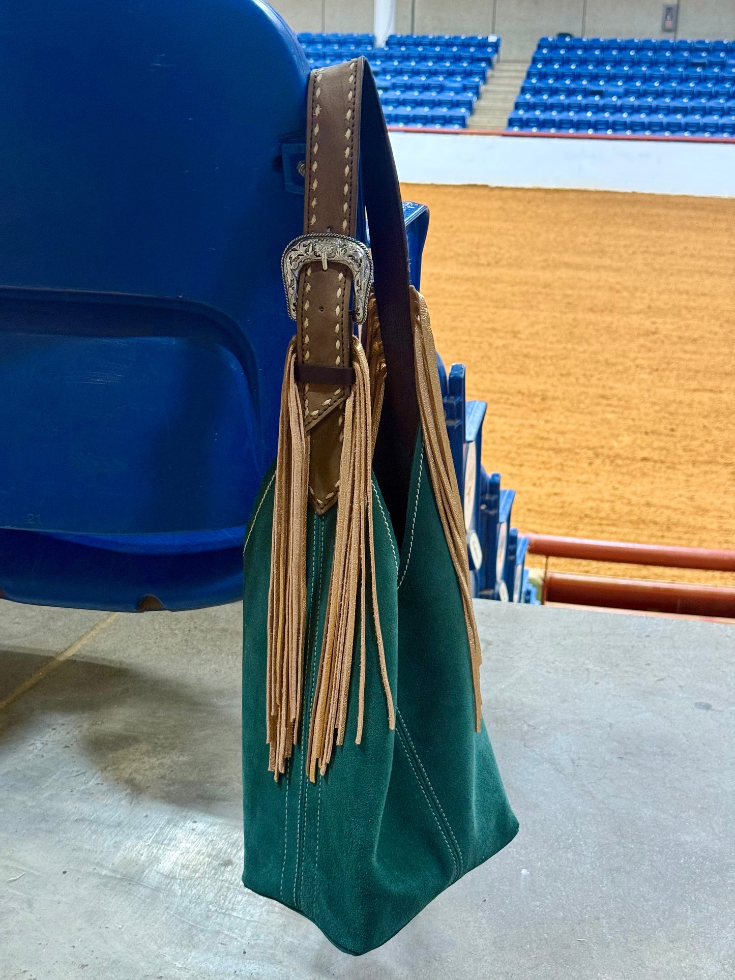 Alamo Saddlery Darlin Duo Bag- Emerald with TBS Fringe Strap