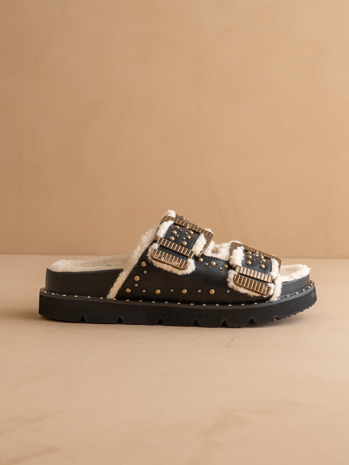 The Gaylen | Black Fleece Lined Slipper Slide