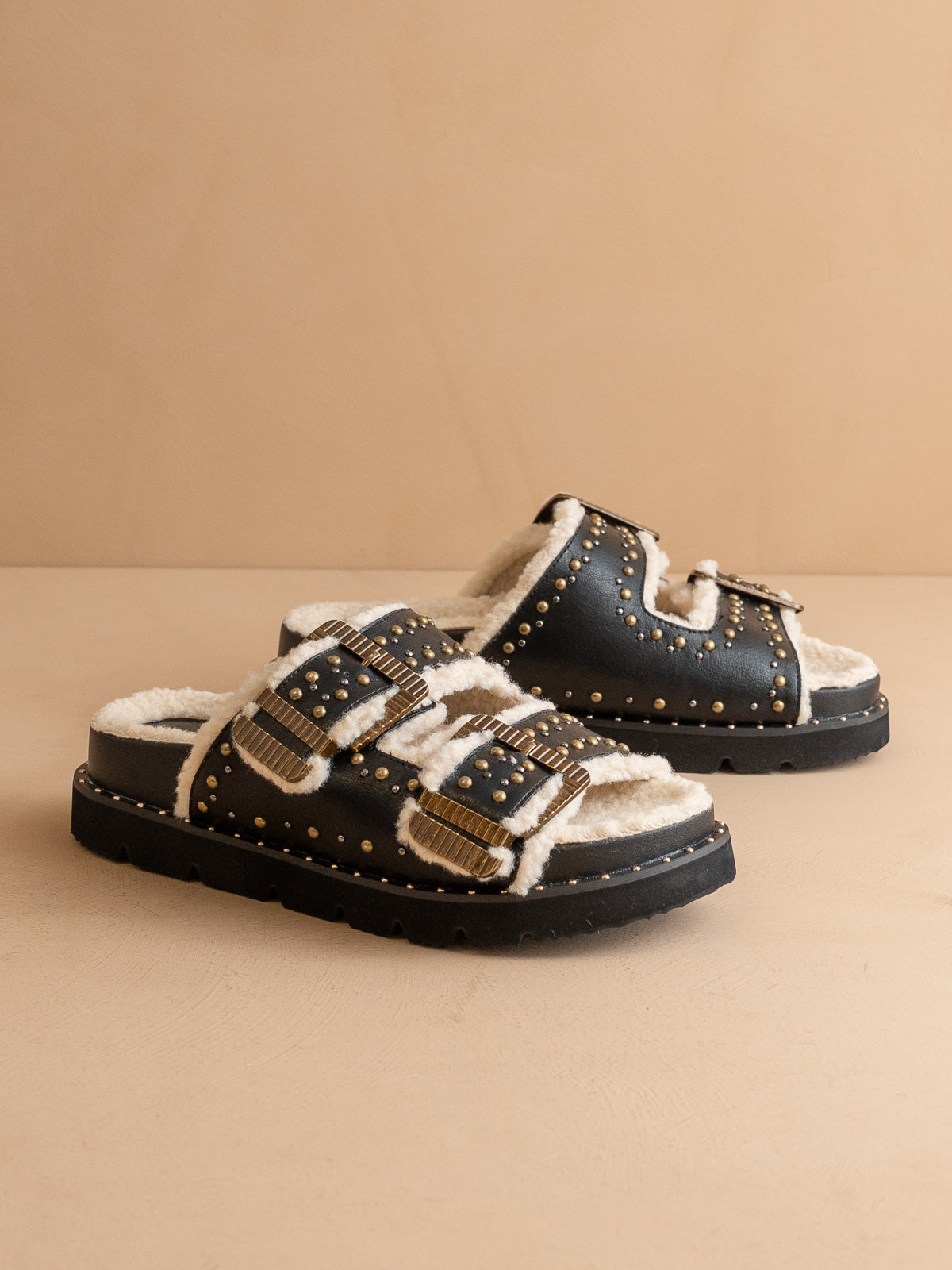 The Gaylen | Black Fleece Lined Slipper Slide