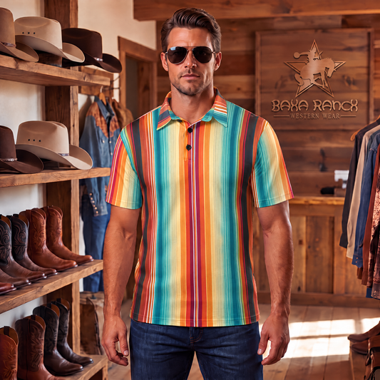 Baha Ranch Serape Western Polo Style Shirt