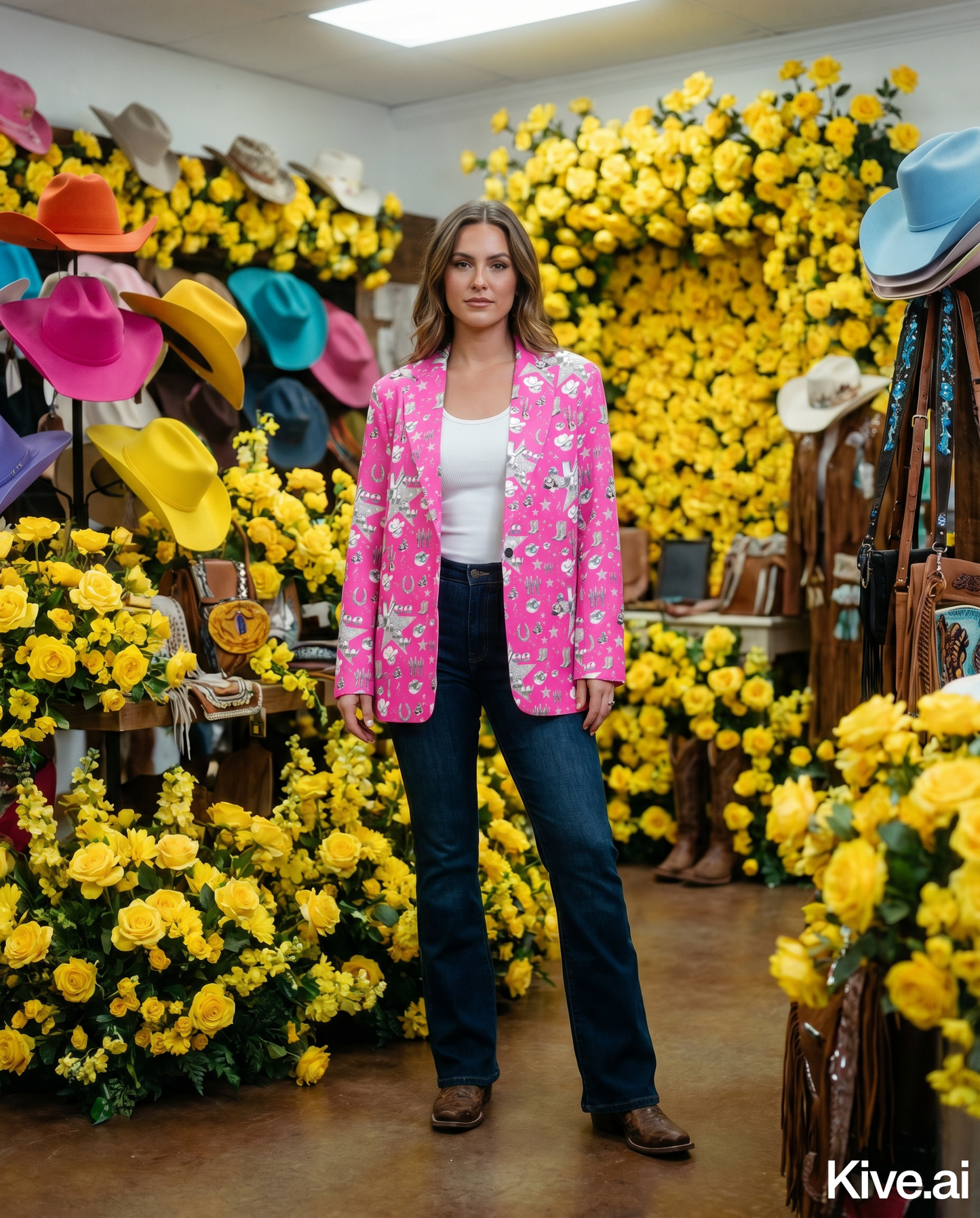 Baha Ranch Hot Pink YEEHAW Rhinestone Cowgirl Blazer