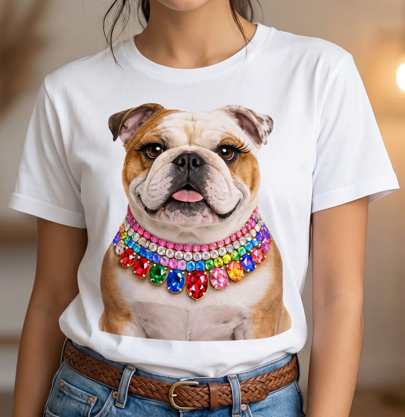 Zsa Zsa Bulldog Blinged Jeweled T Shirt - eta 3 weeks -  Made to Order