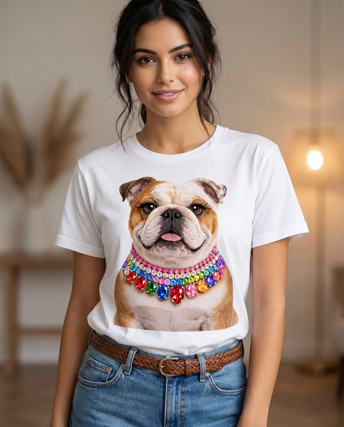 Zsa Zsa Bulldog Blinged Jeweled T Shirt - eta 3 weeks -  Made to Order