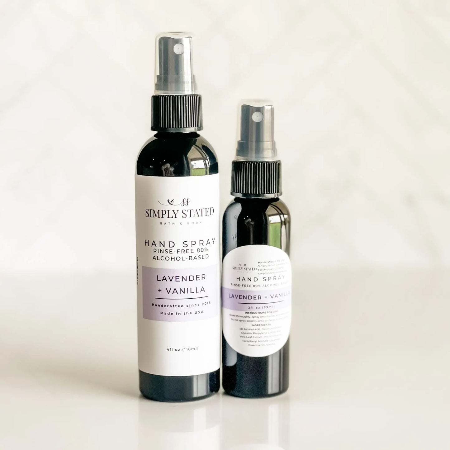 Simply Stated Lavender + Vanilla Hand Spray | Alcohol-Based Sanitizing Mist