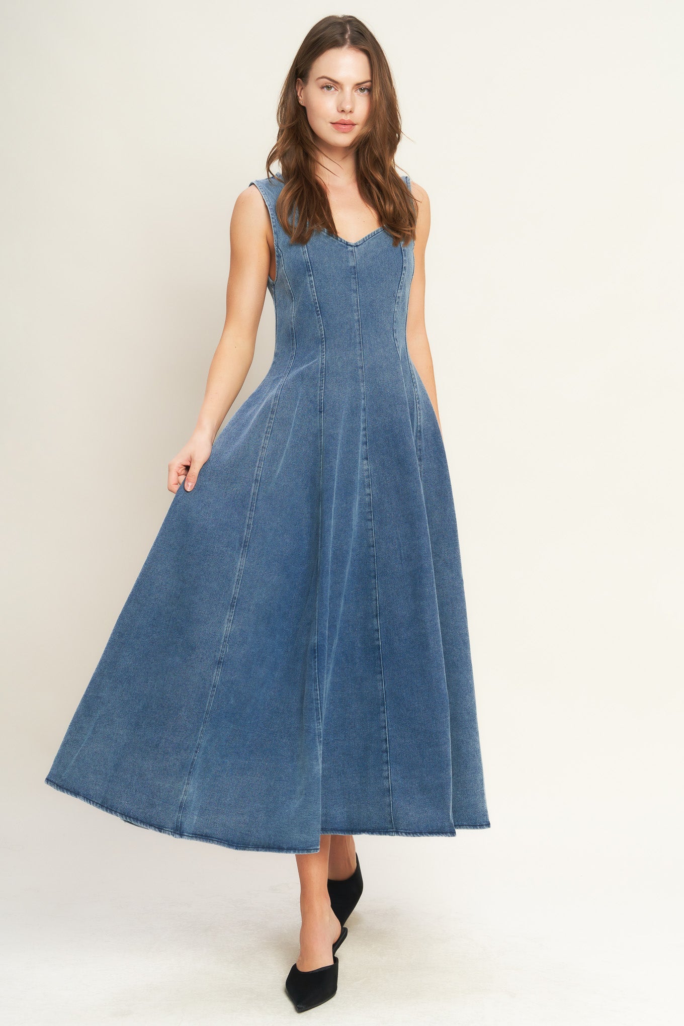 Flying Tomato Stars Ahead Denim Midi Dress