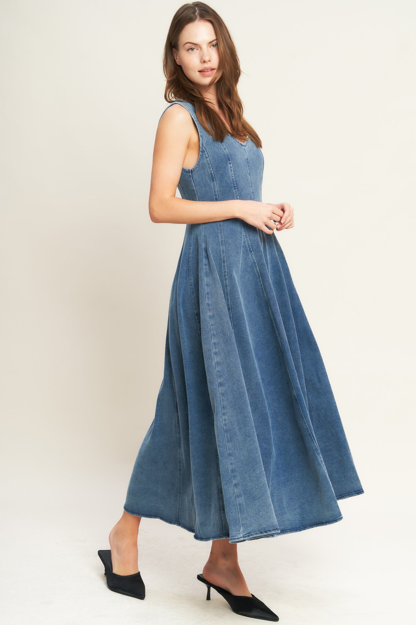 Flying Tomato Stars Ahead Denim Midi Dress