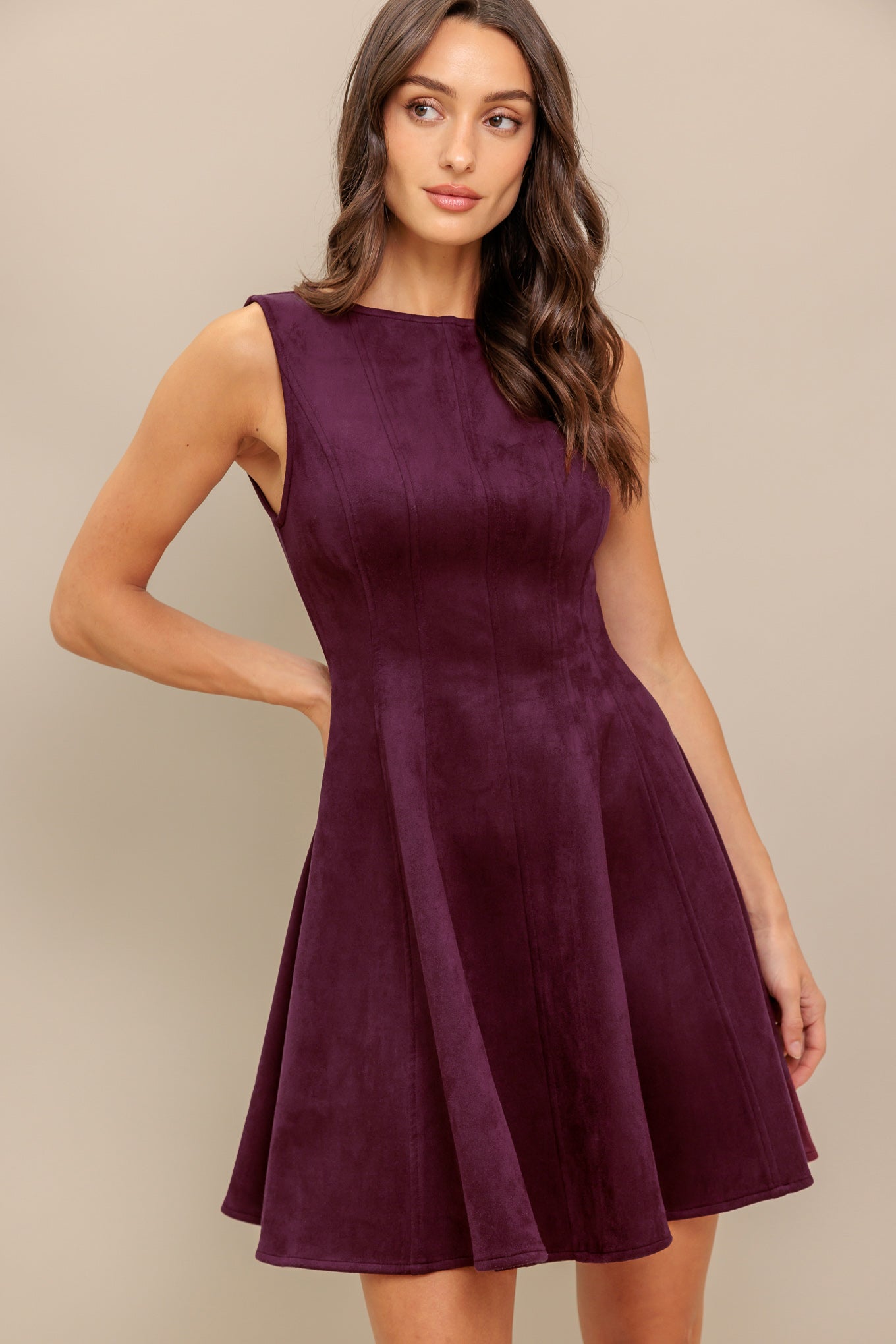 Flying Tomato Wine In The Sun Faux Suede Mini Dress