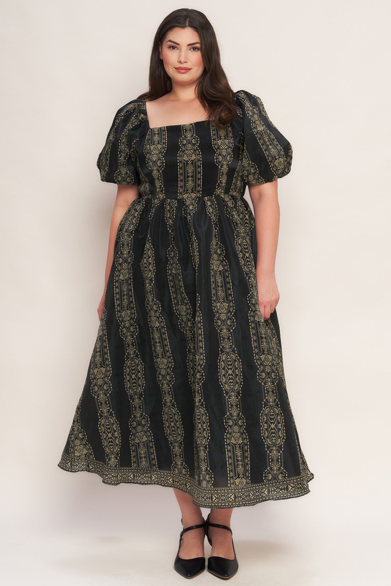 Flying Tomato Vintage Square Woven Midi Dress