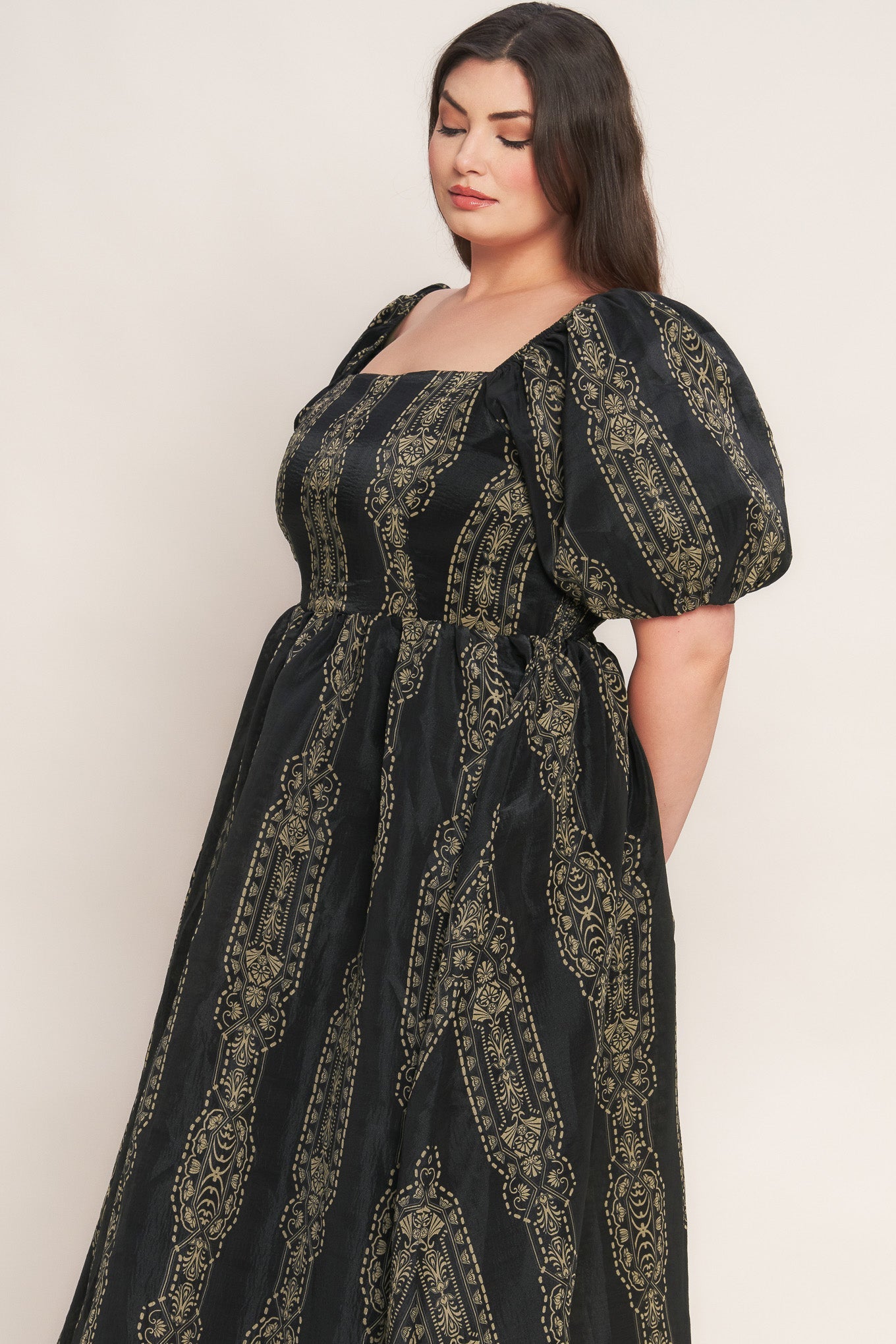 Flying Tomato Vintage Square Woven Midi Dress