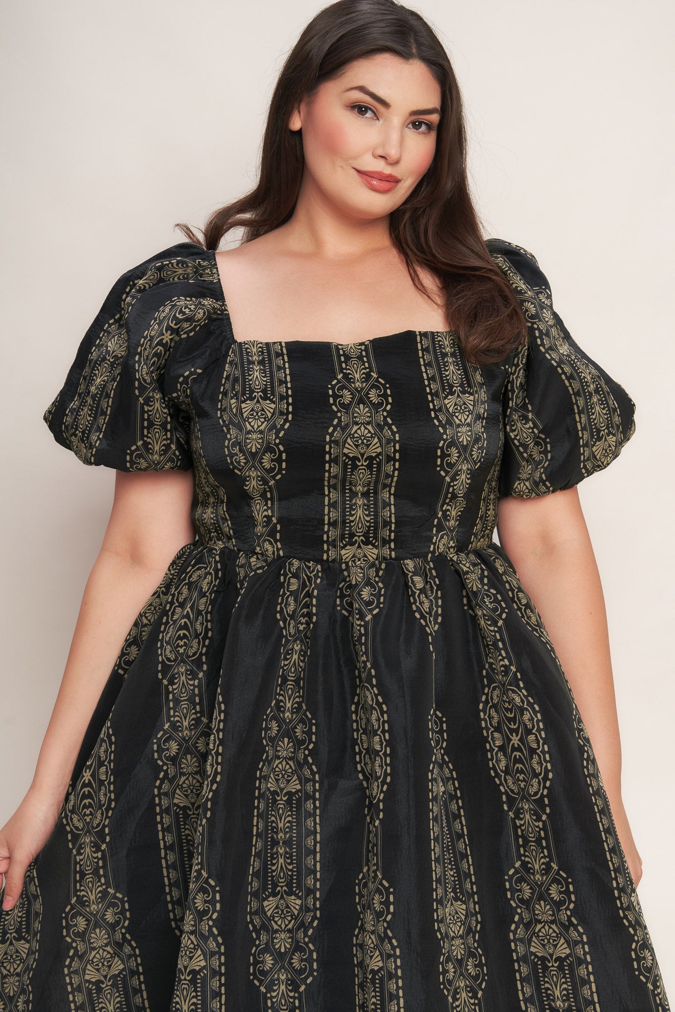 Flying Tomato Vintage Square Woven Midi Dress