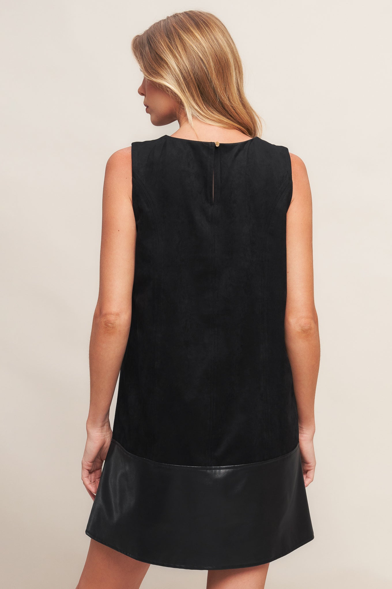 Flying Tomato City Sleek Faux Suede and Leather Shift Dress