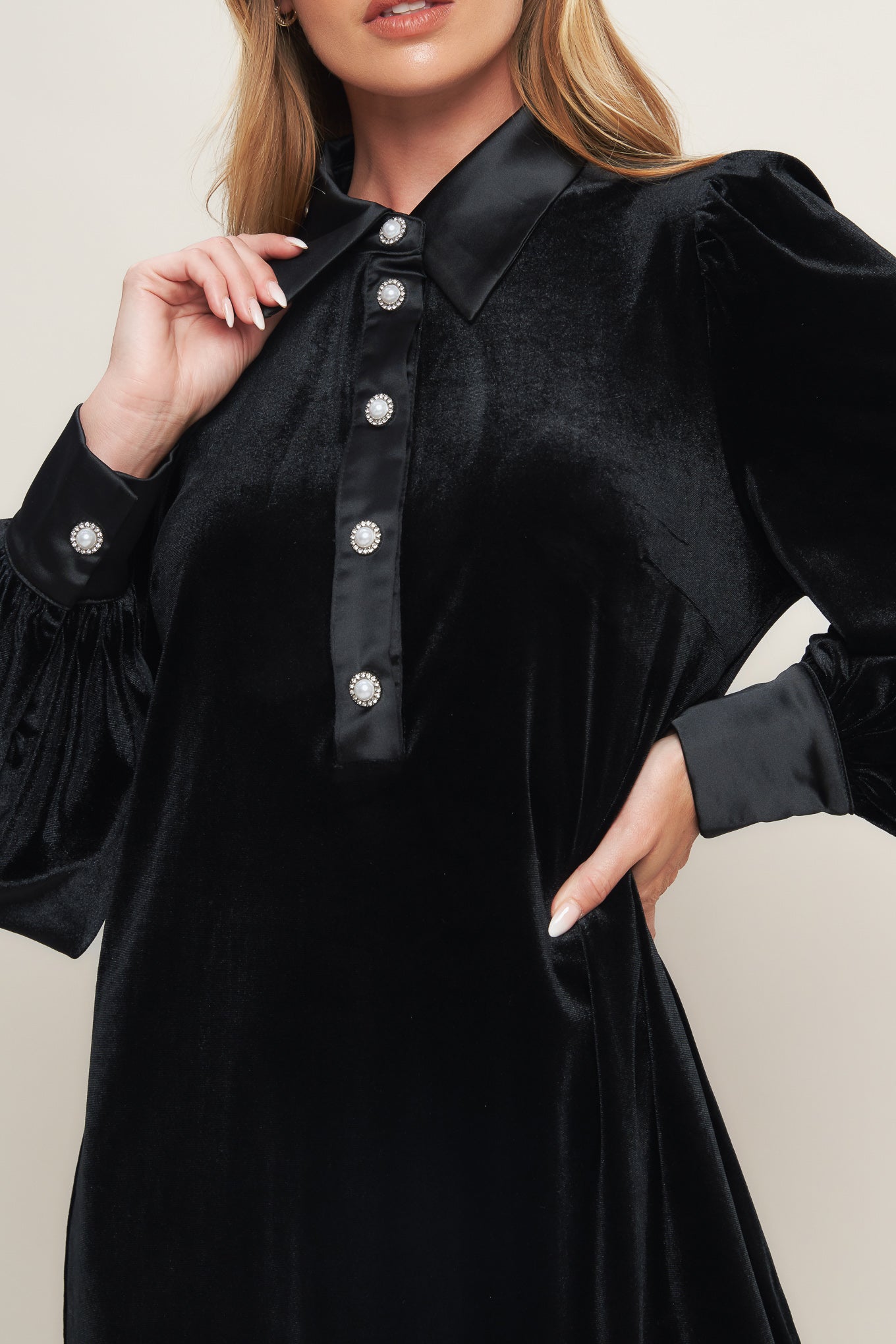 Flying Tomato Velvet Power Black Mini Dress