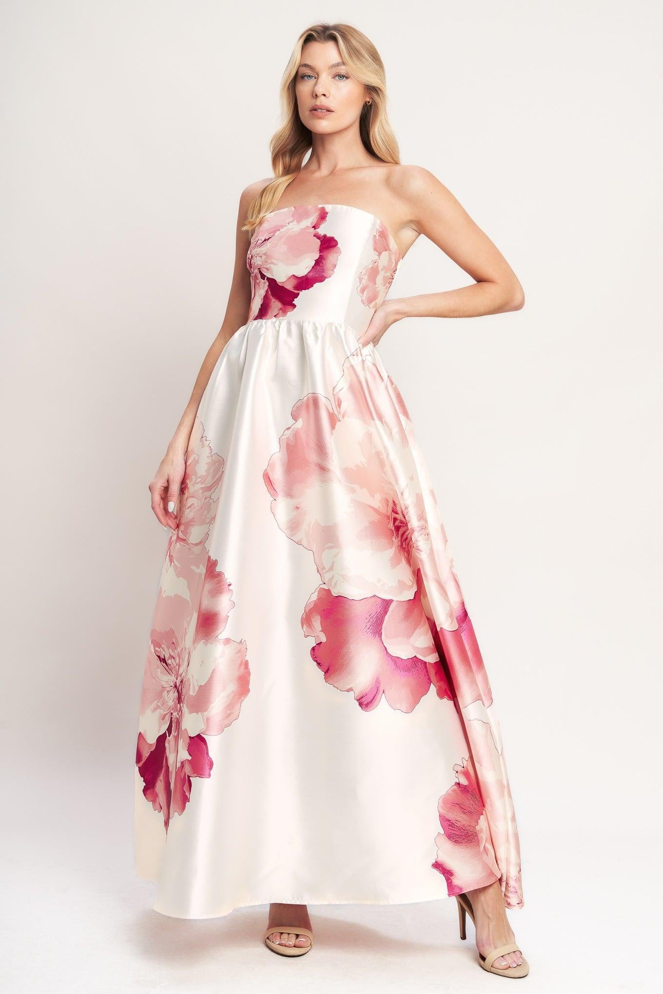 Flying Tomato Luxe Peony Woven Maxi Dress