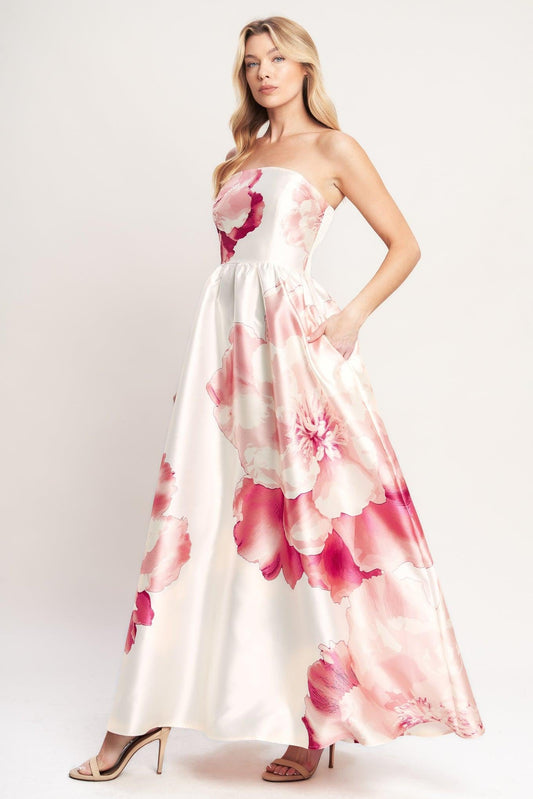 Flying Tomato Luxe Peony Woven Maxi Dress