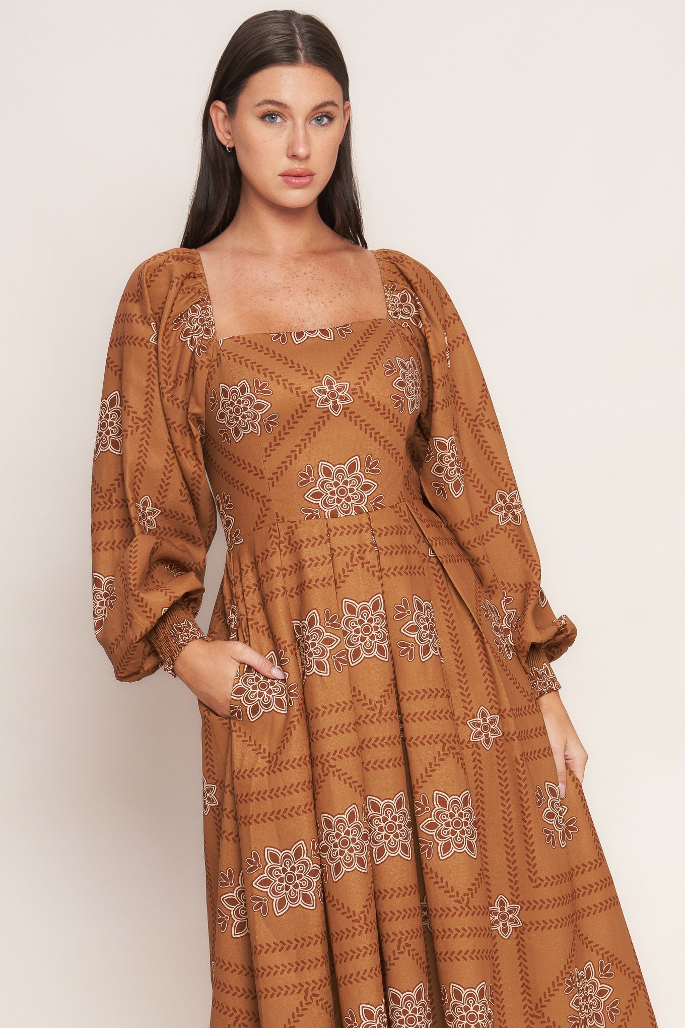 Flying Tomato Southwest Squares Woven Midi Dress