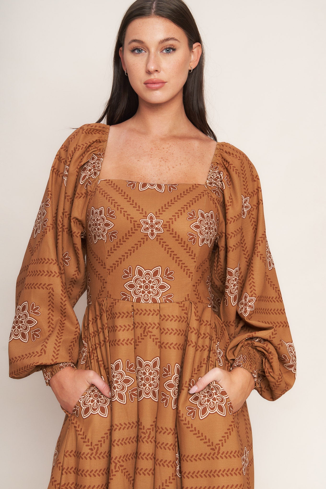 Flying Tomato Southwest Squares Woven Midi Dress