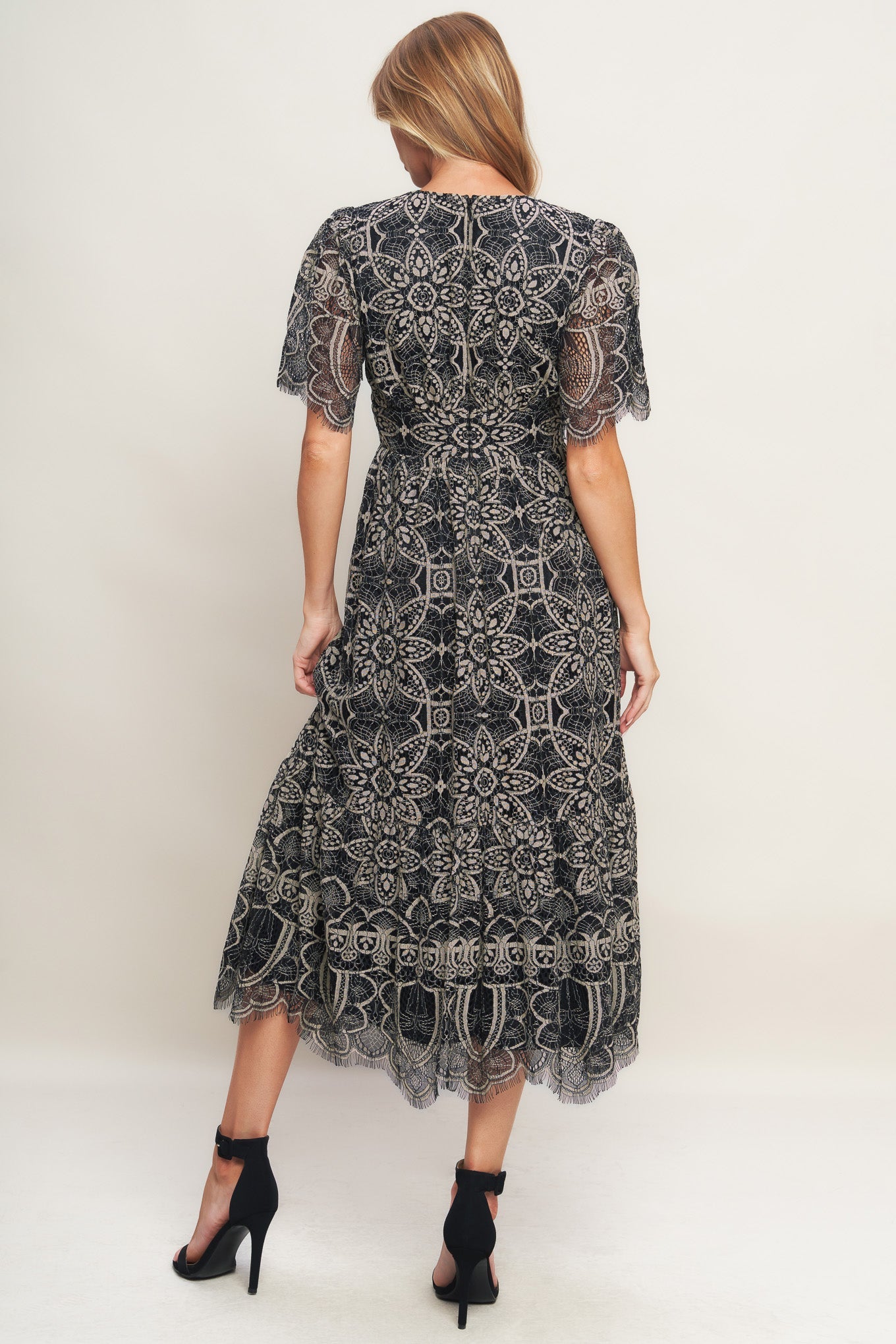 Flying Tomato Gothic Bloom Woven Lace Midi Dress