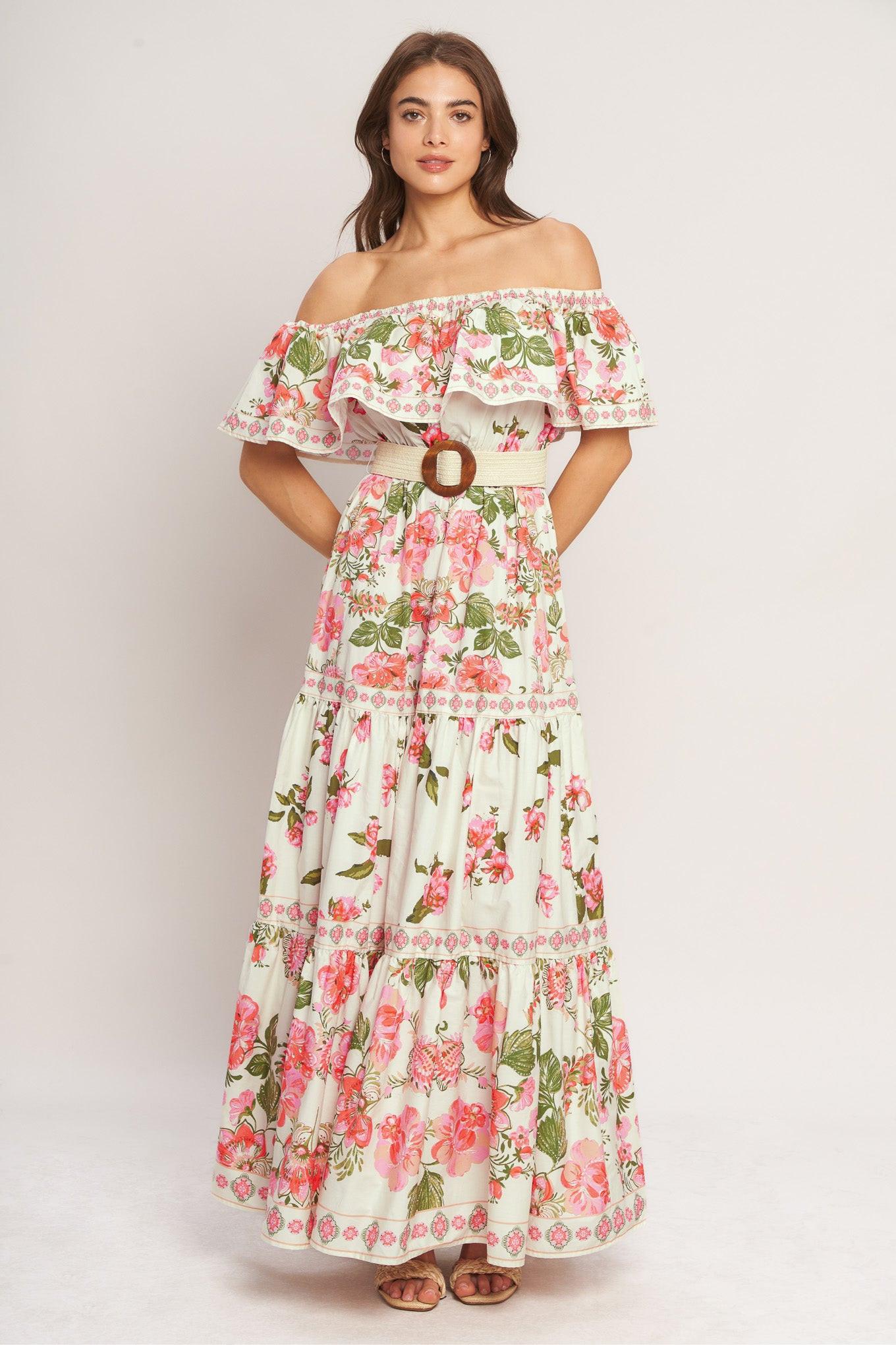 Flying Tomato Sweet Escape Off Shoulder Maxi Dress