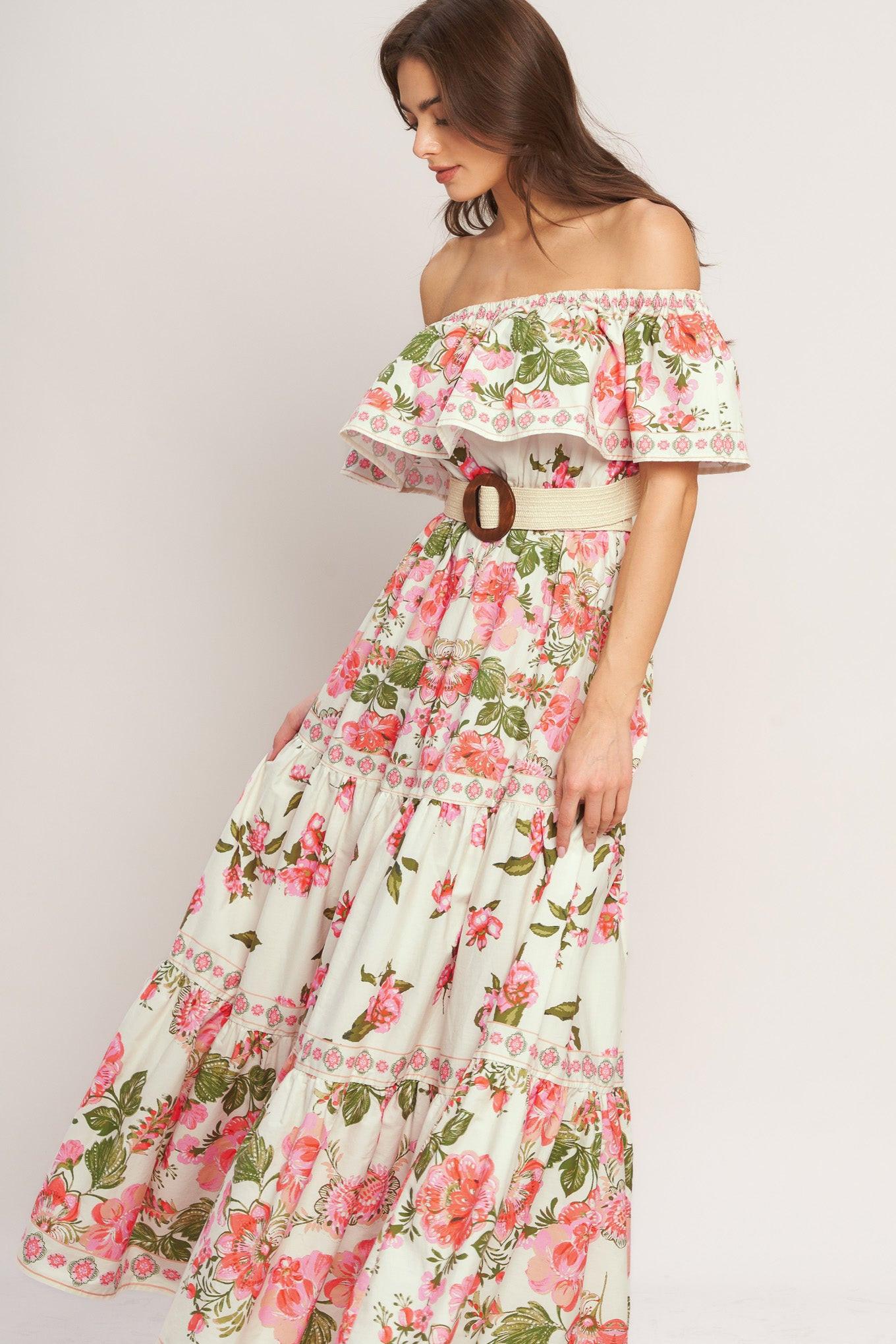 Flying Tomato Sweet Escape Off Shoulder Maxi Dress