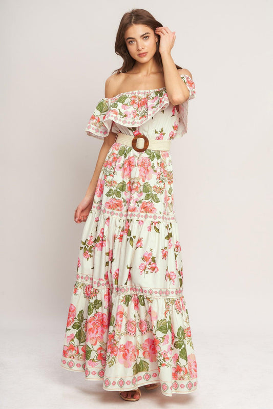 Flying Tomato Sweet Escape Off Shoulder Maxi Dress