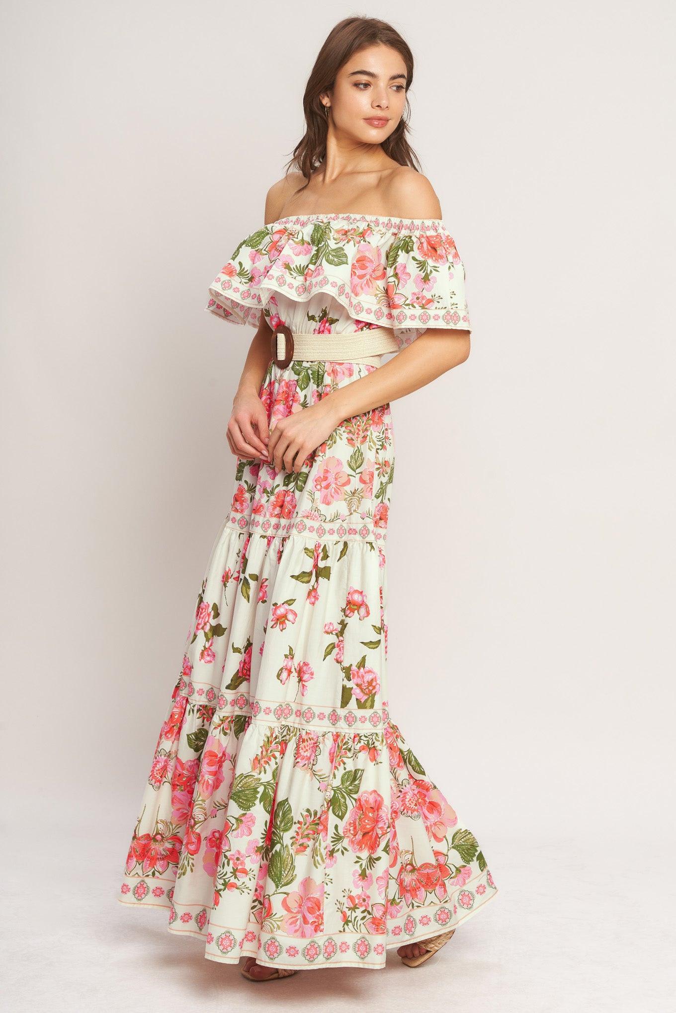 Flying Tomato Sweet Escape Off Shoulder Maxi Dress