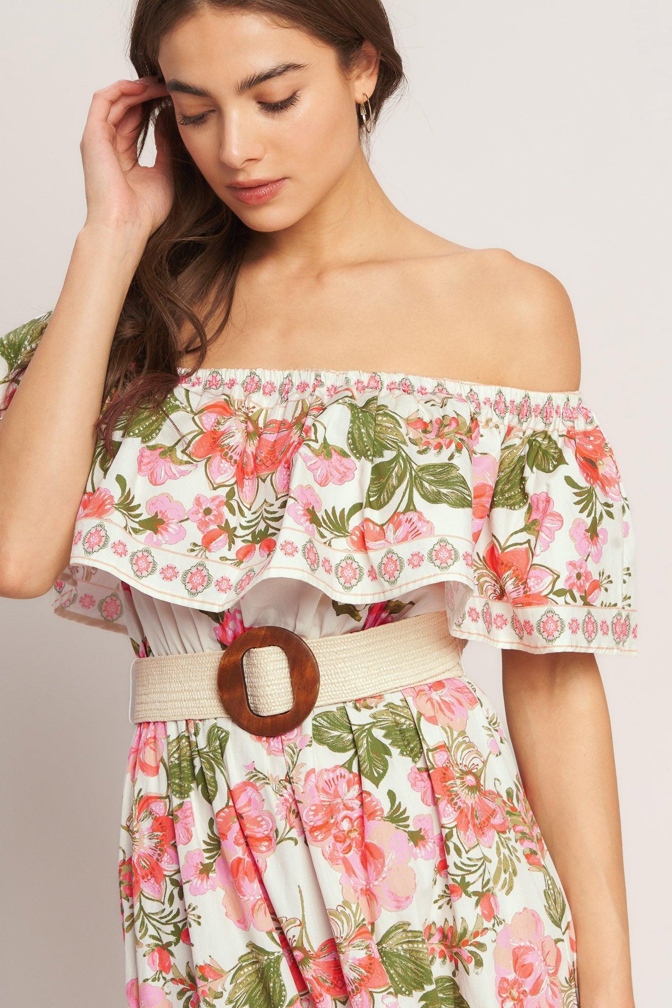 Flying Tomato Sweet Escape Off Shoulder Maxi Dress