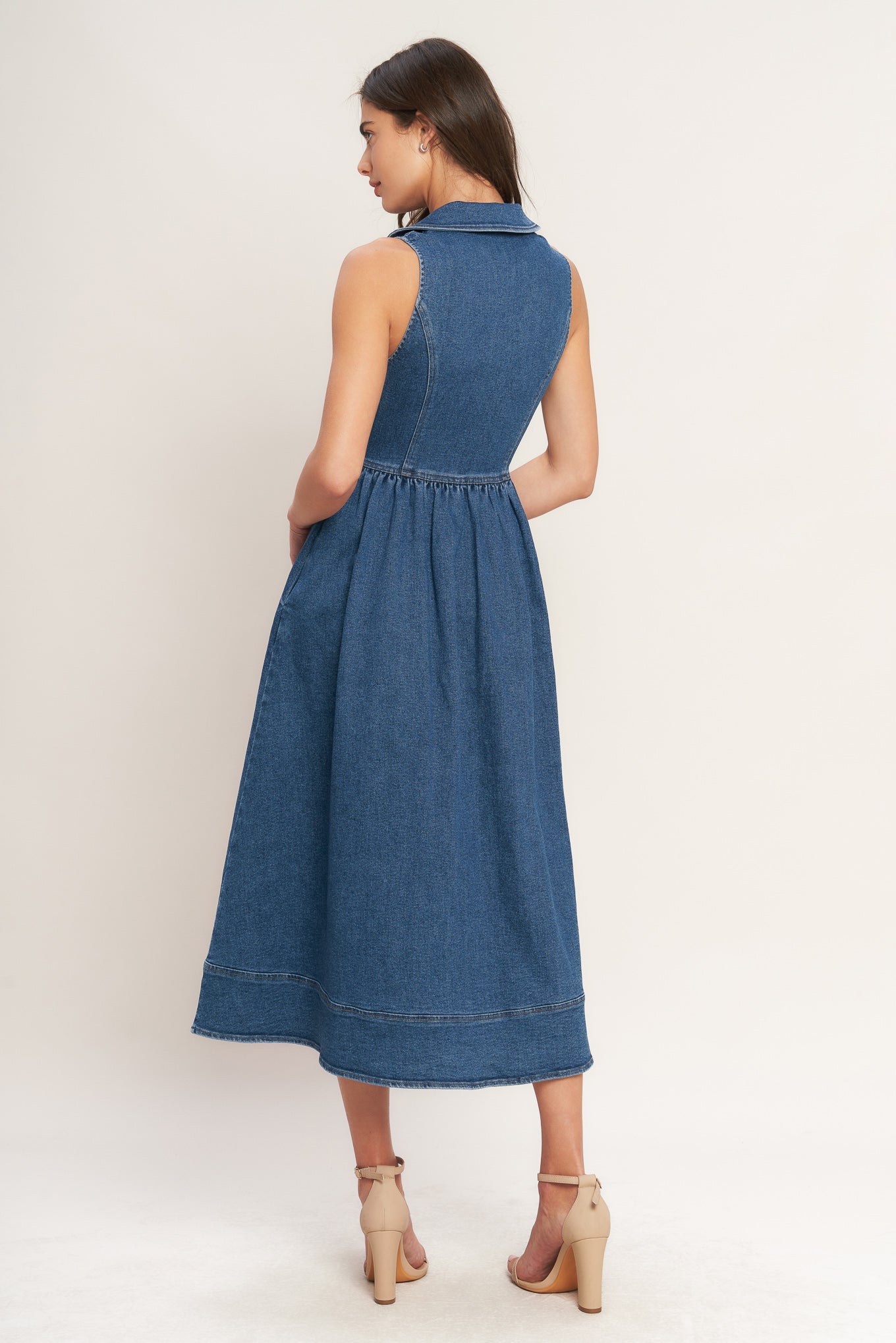 Flying Tomato Indigo Flow Denim Midi Dress