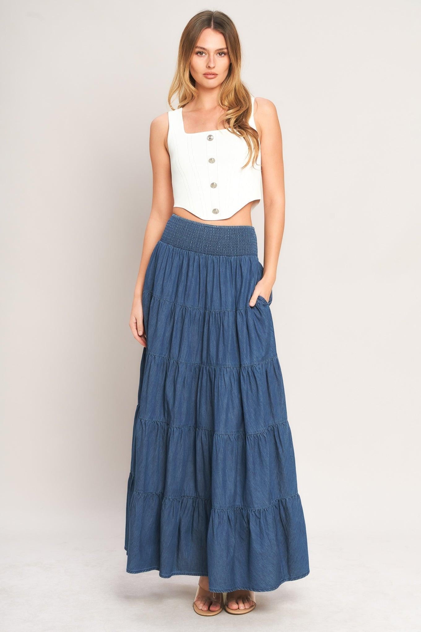 Flying Tomato Summer Simplicity Lightweight Maxi Skirt
