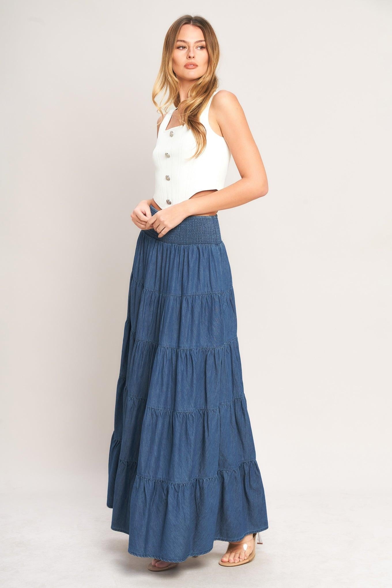 Flying Tomato Summer Simplicity Lightweight Maxi Skirt